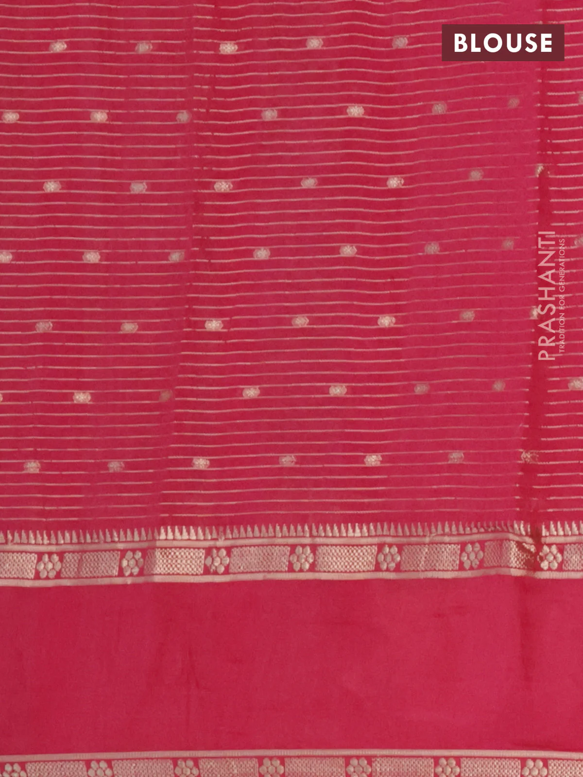 Semi chanderi saree pink with allover zari weaves & buttas and embroidery border - Image 4