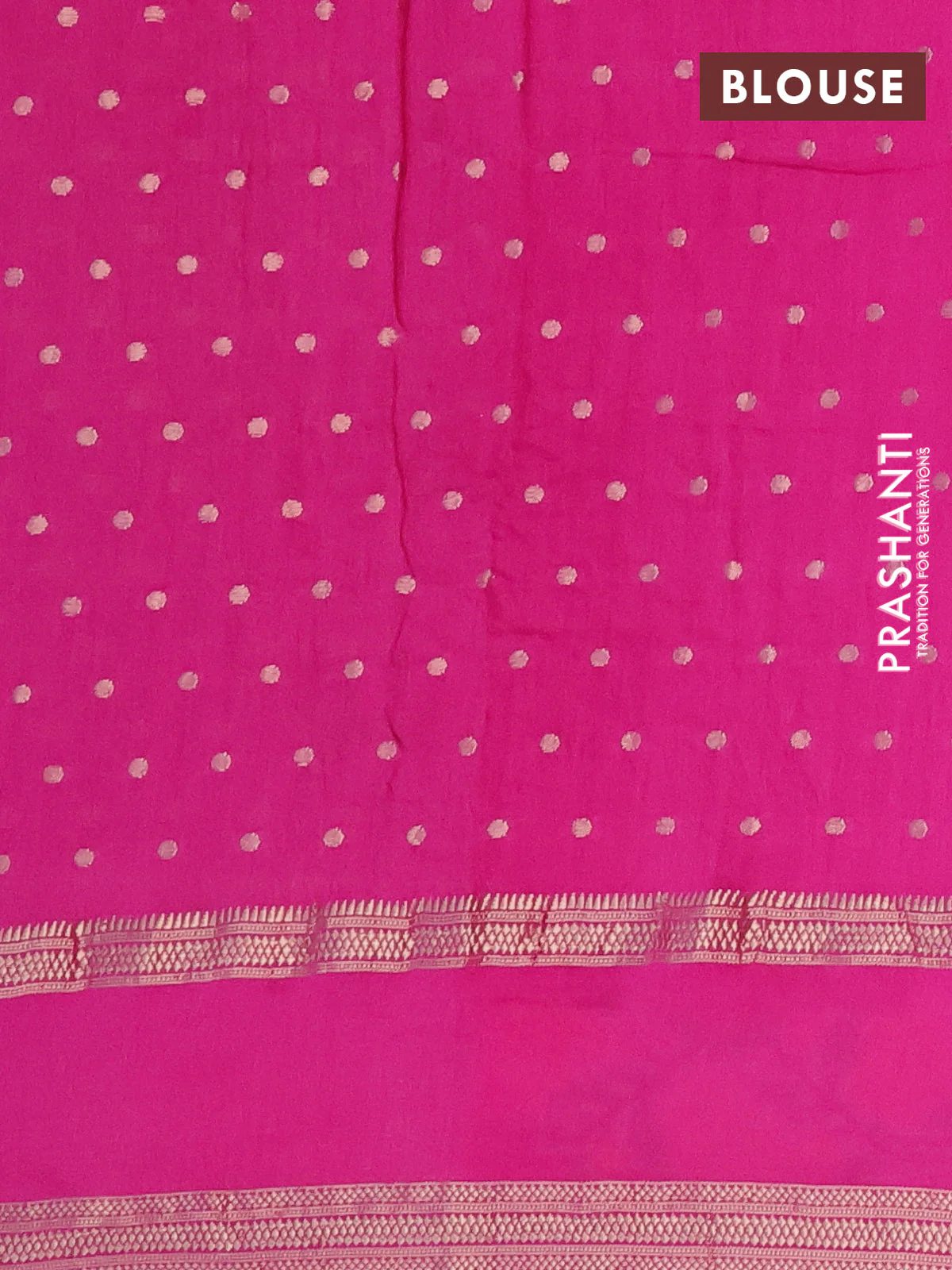 Semi chanderi saree pink with zari woven buttas and floral embroidery border - Image 4