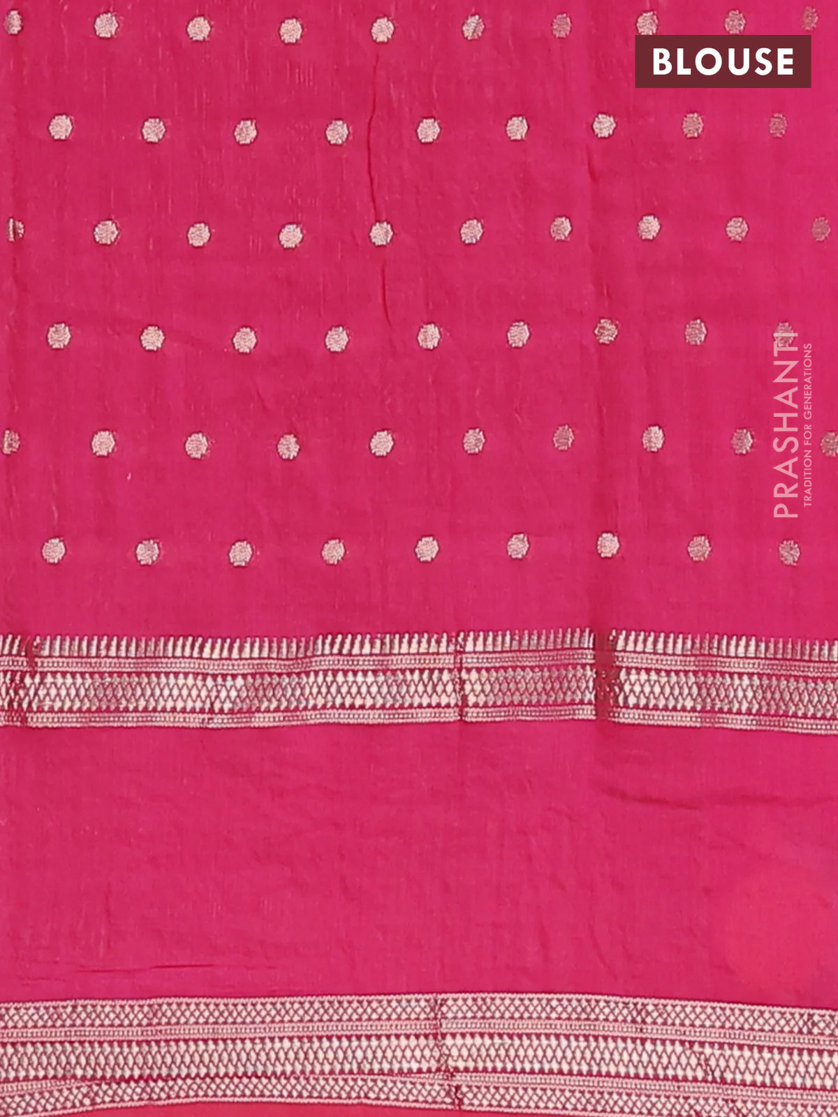 Semi chanderi saree pink with zari woven buttas and floral embroidery border - Image 4