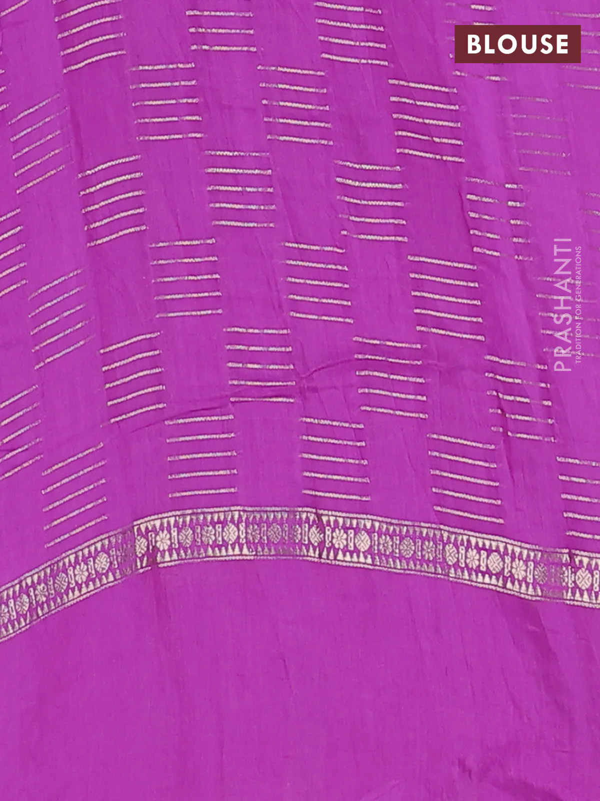 Semi chanderi saree purple with allover zari woven geometric weaves and pichwai embroidery border - Image 4
