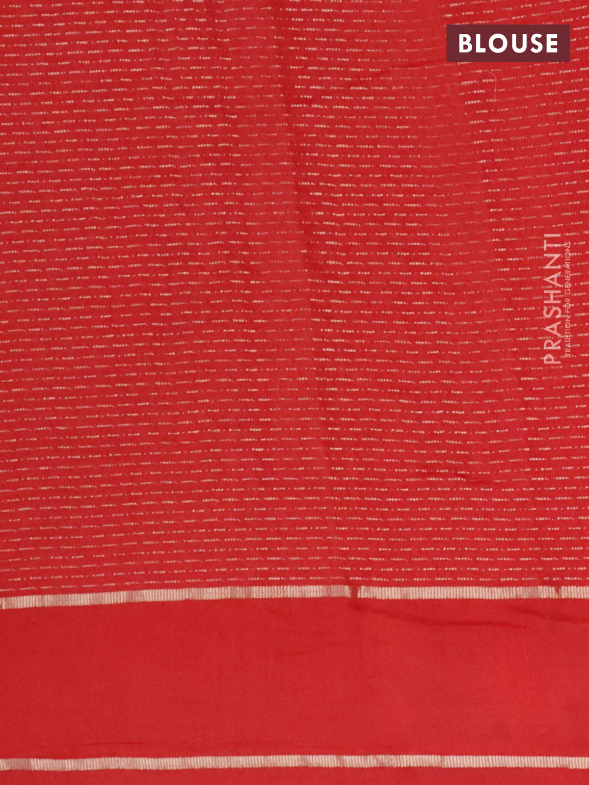 Semi chanderi saree red with allover zari weaves and floral embroidery border - Image 4
