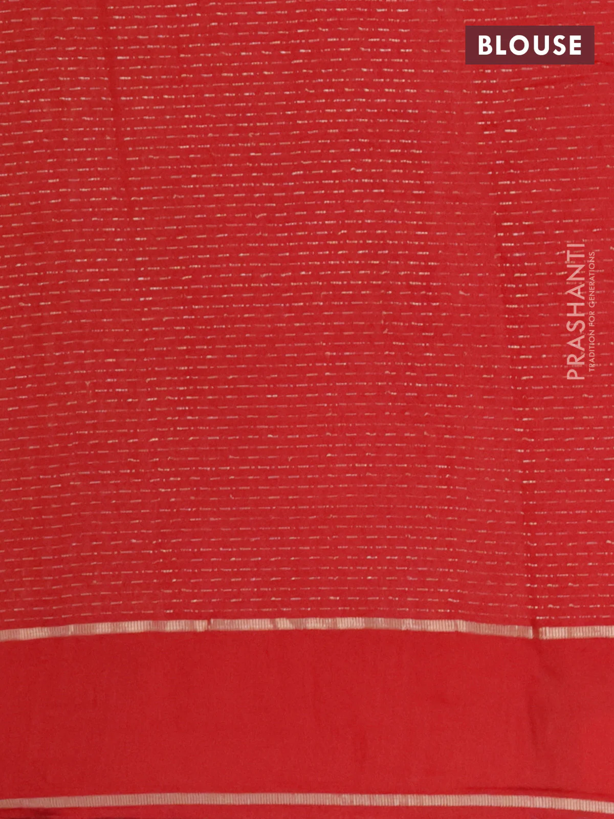 Semi chanderi saree red with allover zari weaves and floral embroidery border - Image 4