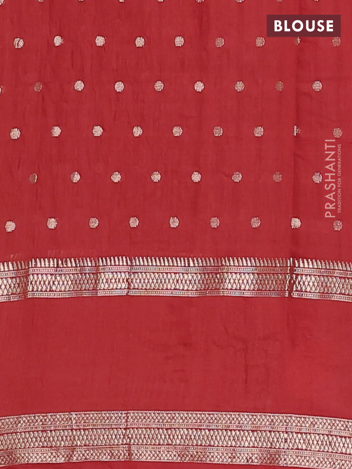 Semi chanderi saree rust shade with zari woven buttas and floral embroidery border - Image 4