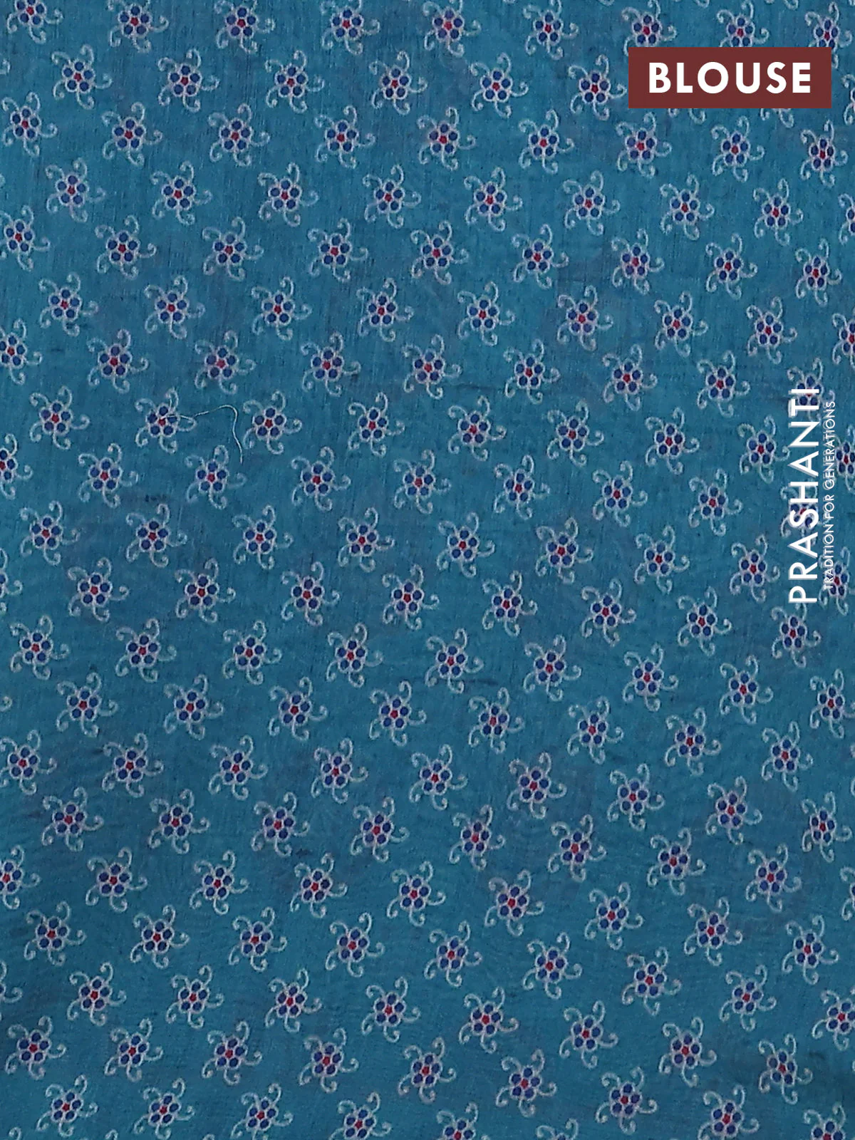 Semi chanderi saree teal green with allover prints and embroidery pallu - Image 3