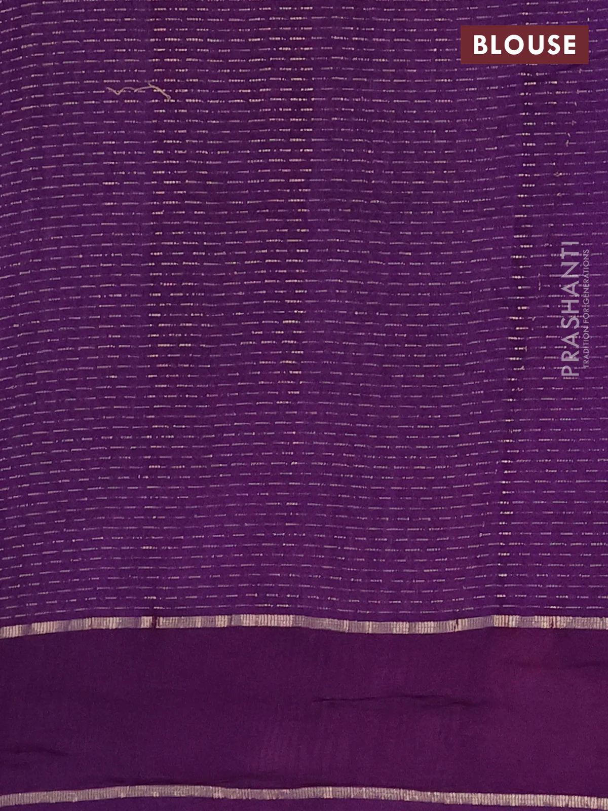 Semi chanderi saree violet with allover zari weaves and floral embroidery border - Image 4