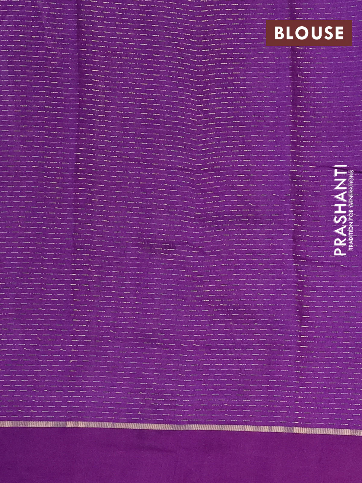 Semi chanderi saree violet with allover zari woven stripes pattern and embroidery border - Image 4