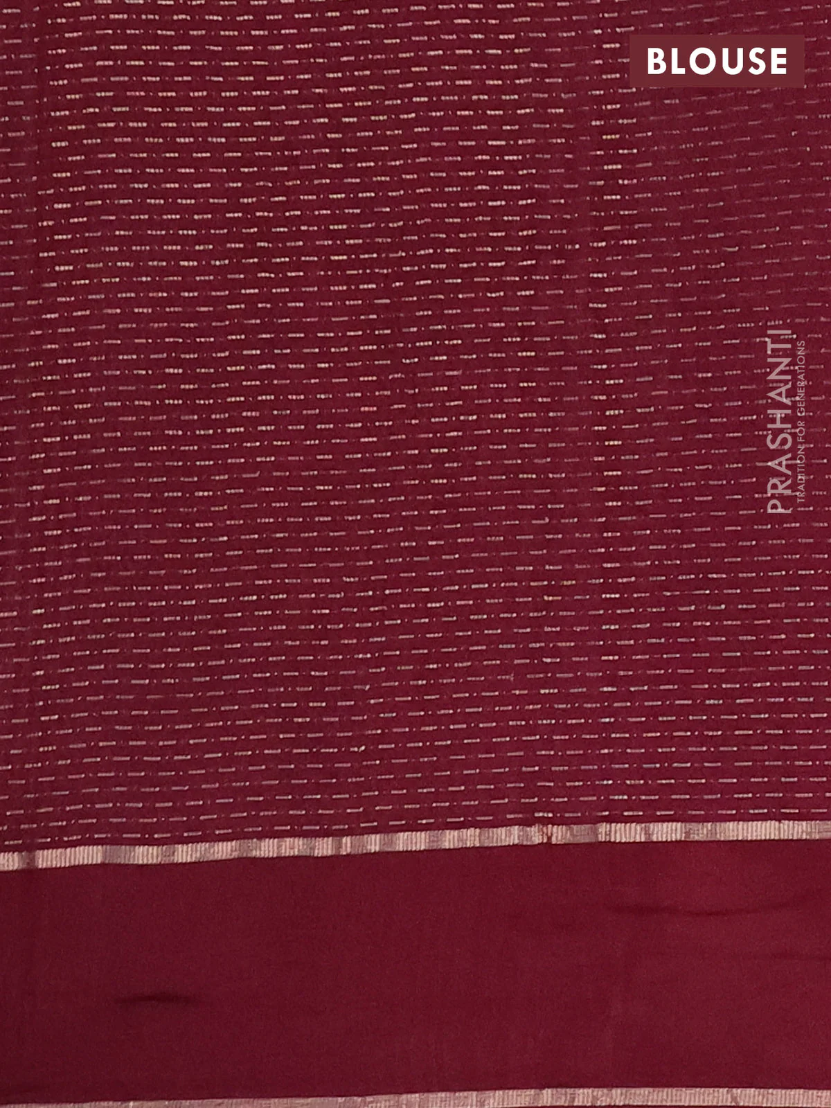 Semi chanderi saree wine shade with allover zari weaves and floral embroidery border - Image 4
