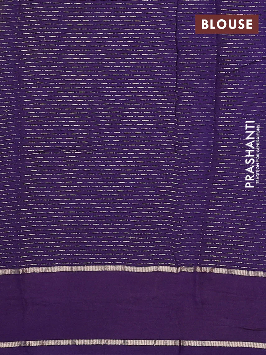 Semi chanderi saree yellow and violet with allover zari weaves and embroidery zari border - Image 4