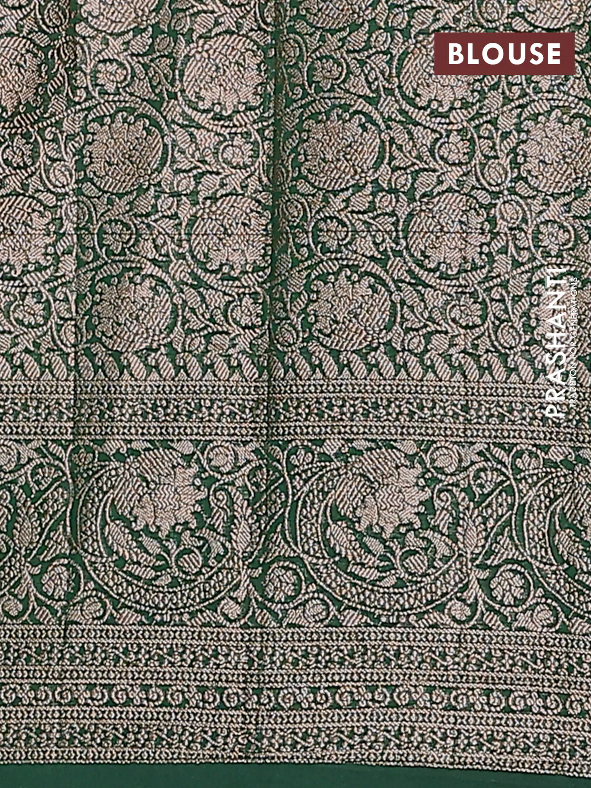 Semi chiniya saree green with woven buttas and woven border - Image 4