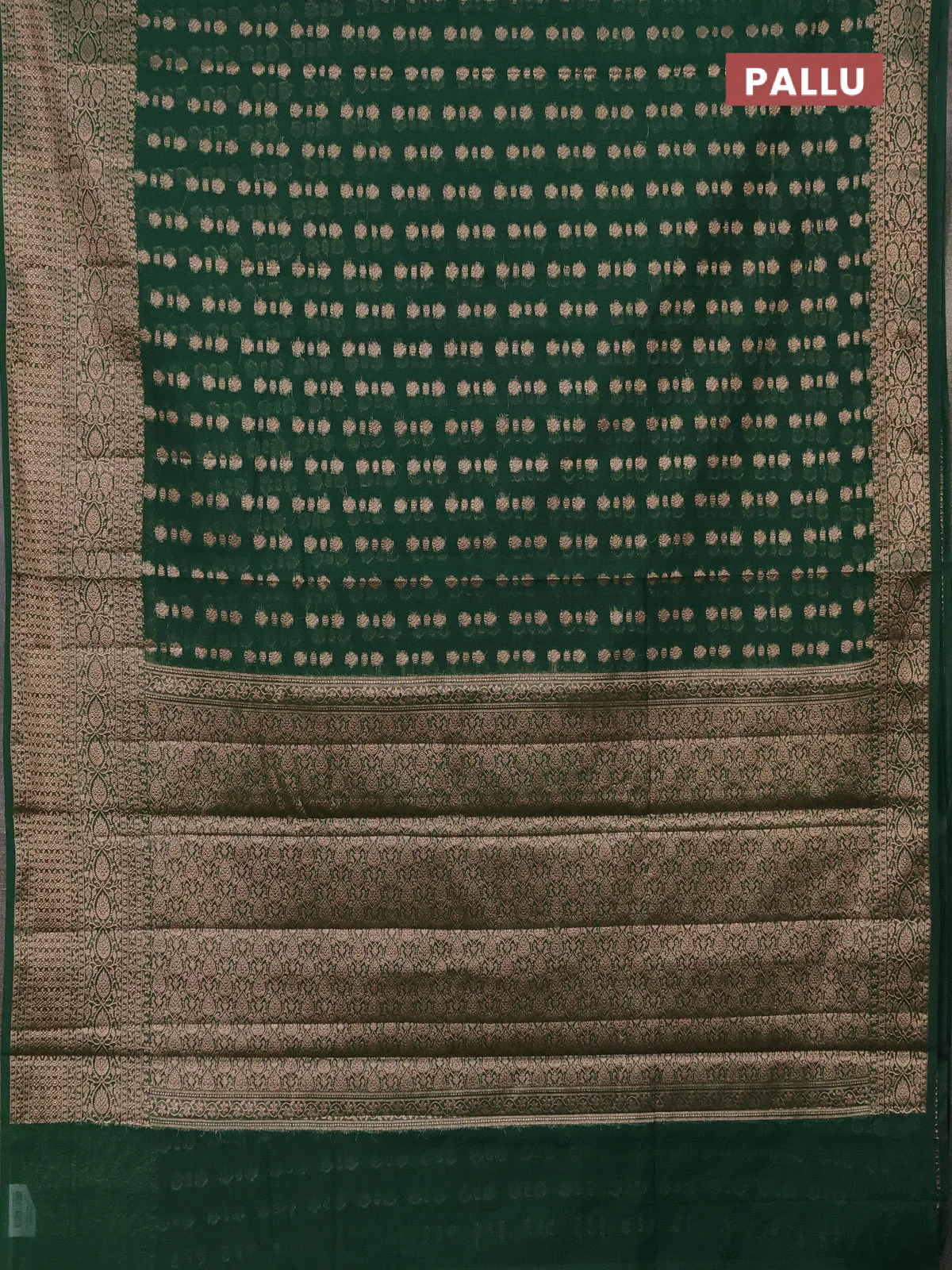 Semi chiniya saree green with woven buttas and woven border - Image 3