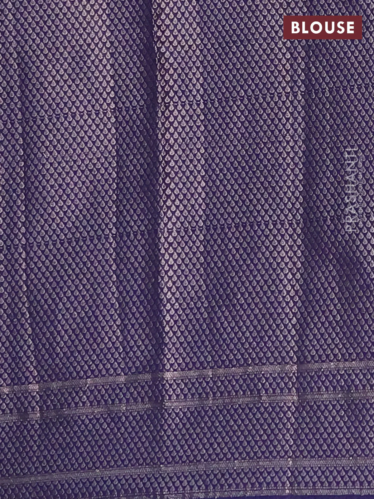Semi chiniya saree navy blue with woven buttas and woven border - Image 4