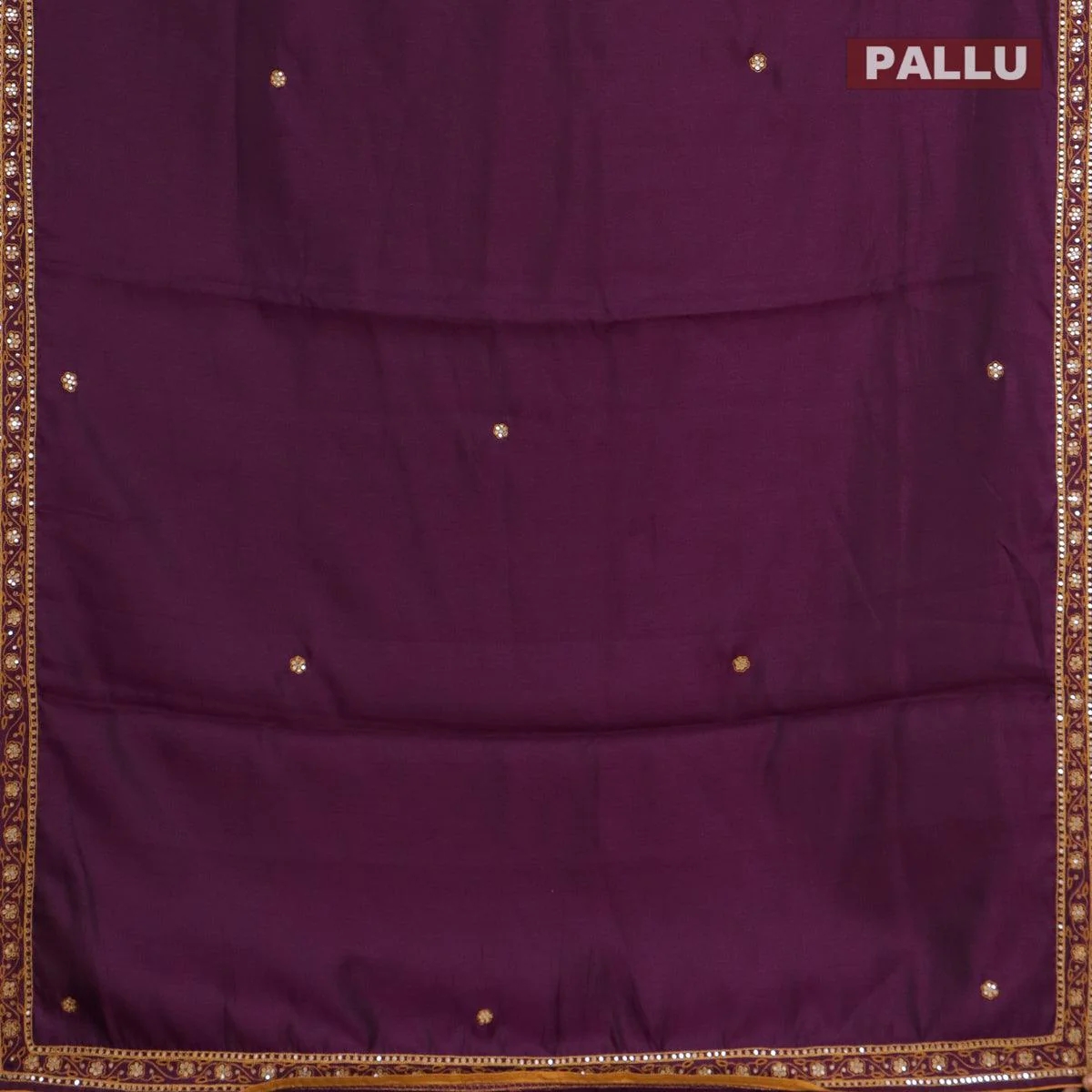 Semi crepe saree deep purple with mirror & embroidery work - Image 3