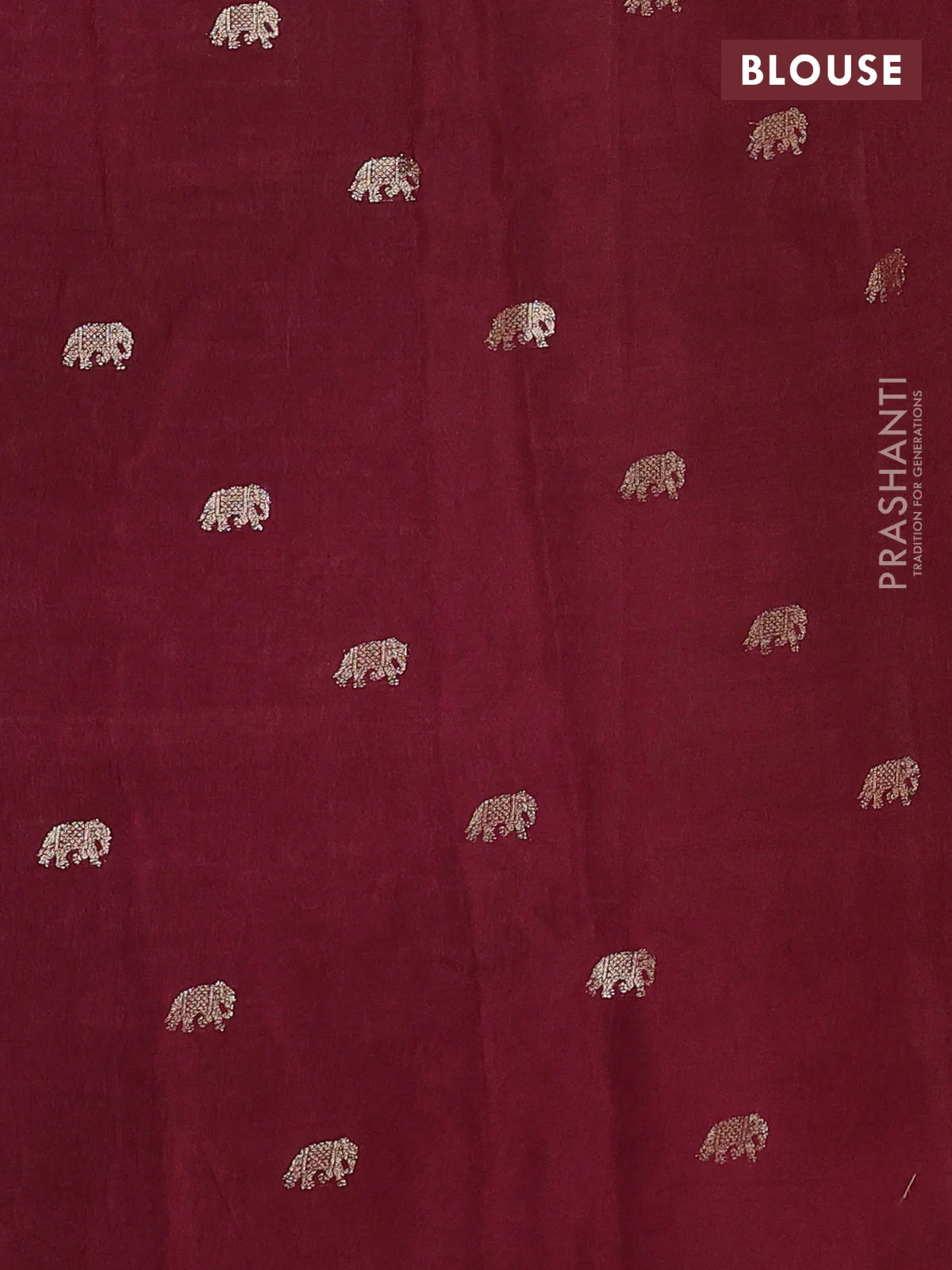 Semi crepe silk saree deep maroon with allover convent embroidery and elephant zari woven border - Image 3