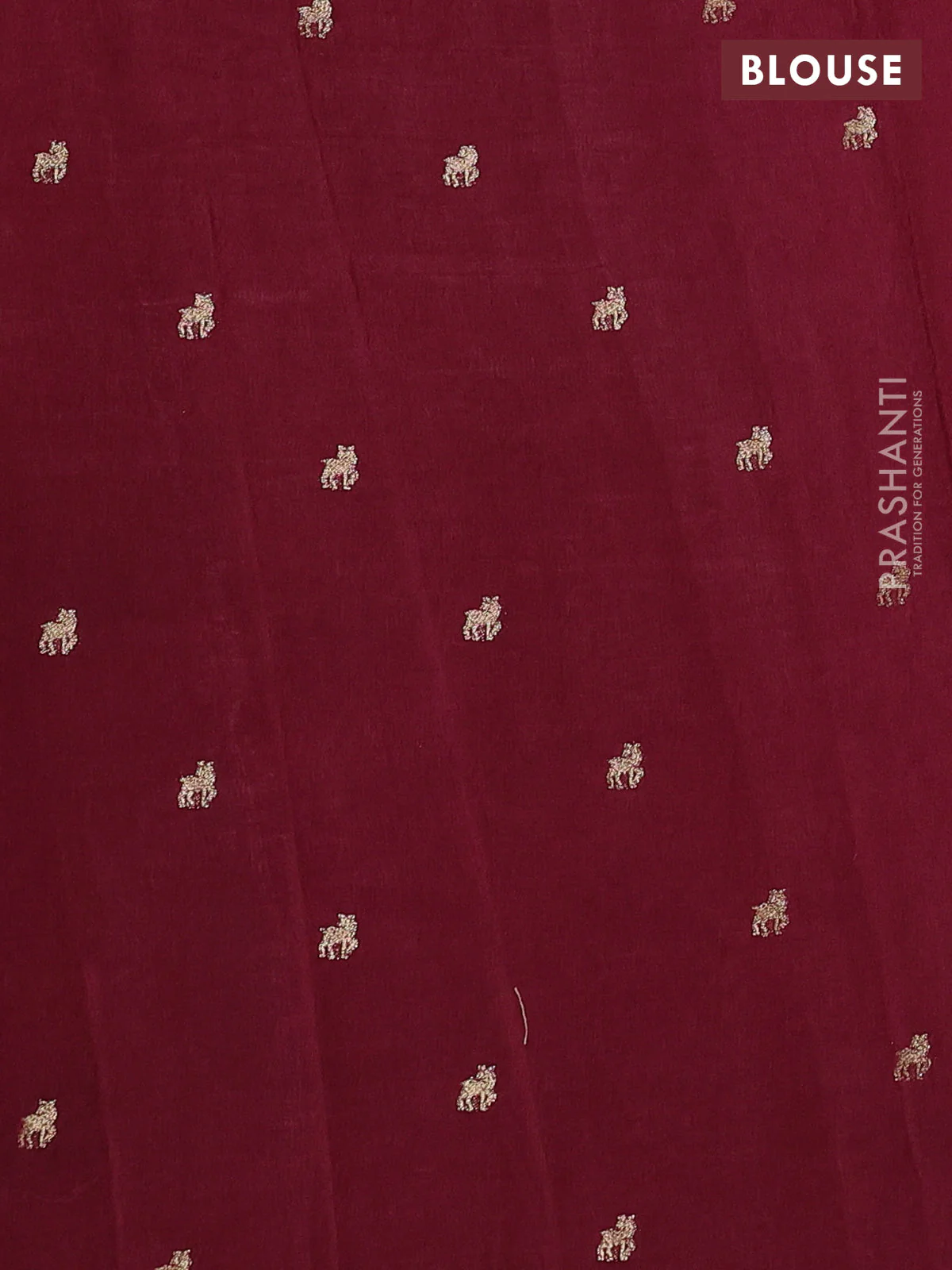 Semi crepe silk saree deep maroon with allover convent embroidery and temple zari woven border - Image 3