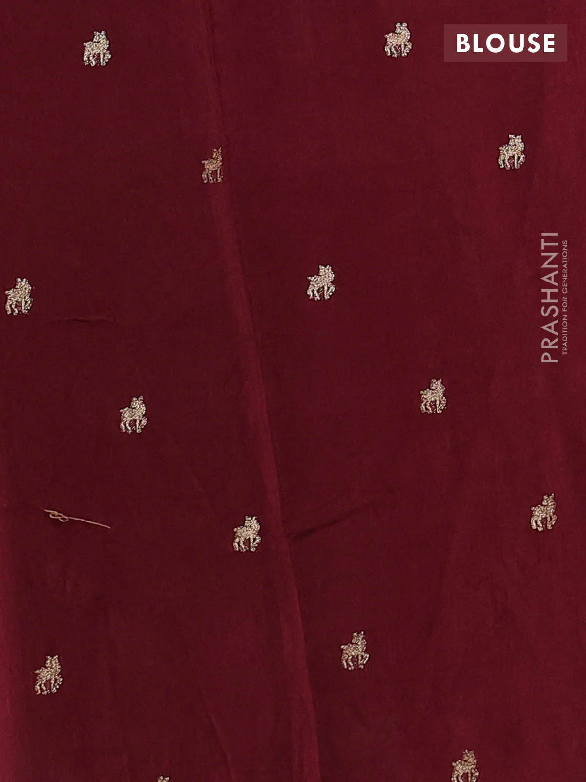 Semi crepe silk saree deep maroon with allover convent embroidery and temple zari woven border - Image 3