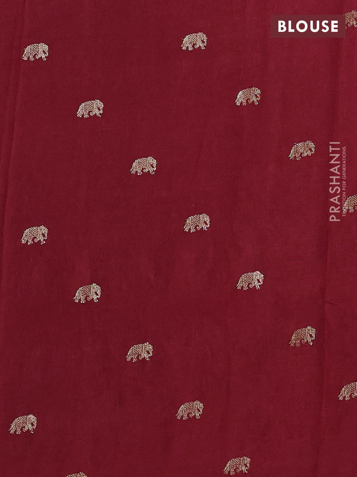 Semi crepe silk saree deep maroon with allover embroidery and elephant zari woven border - Image 3