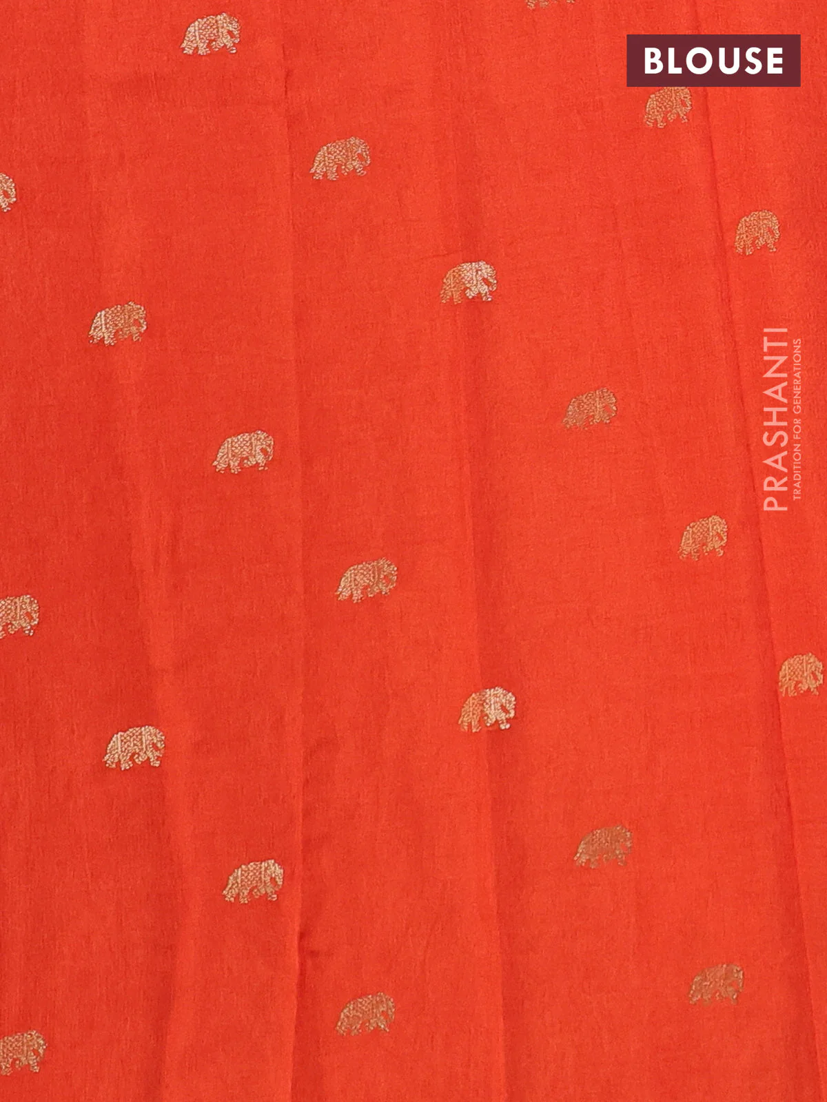 Semi crepe silk saree orange with allover convent embroidery and elephant zari woven border - Image 3