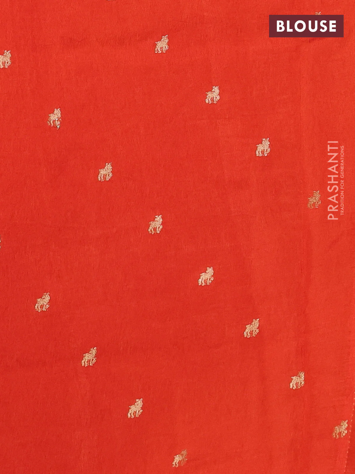 Semi crepe silk saree orange with allover convent embroidery and temple zari woven border - Image 3