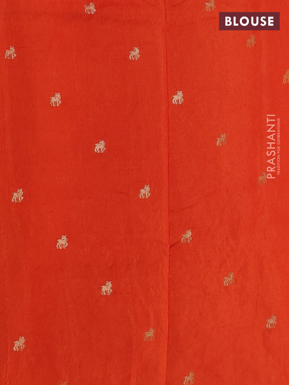 Semi crepe silk saree orange with allover convent embroidery and temple zari woven border - Image 3
