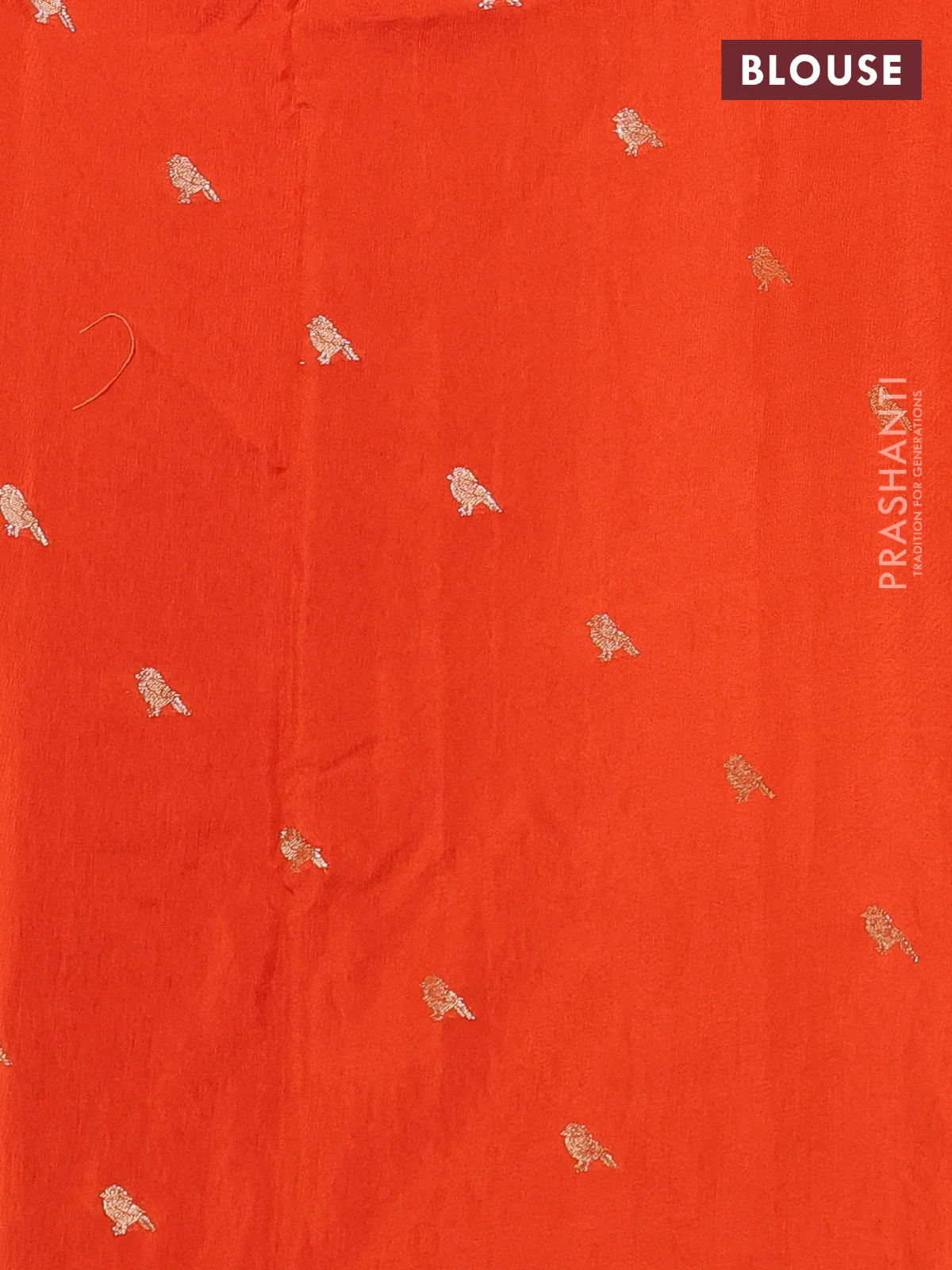 Semi crepe silk saree orange with convent embroidery and paisley zari woven border - Image 3