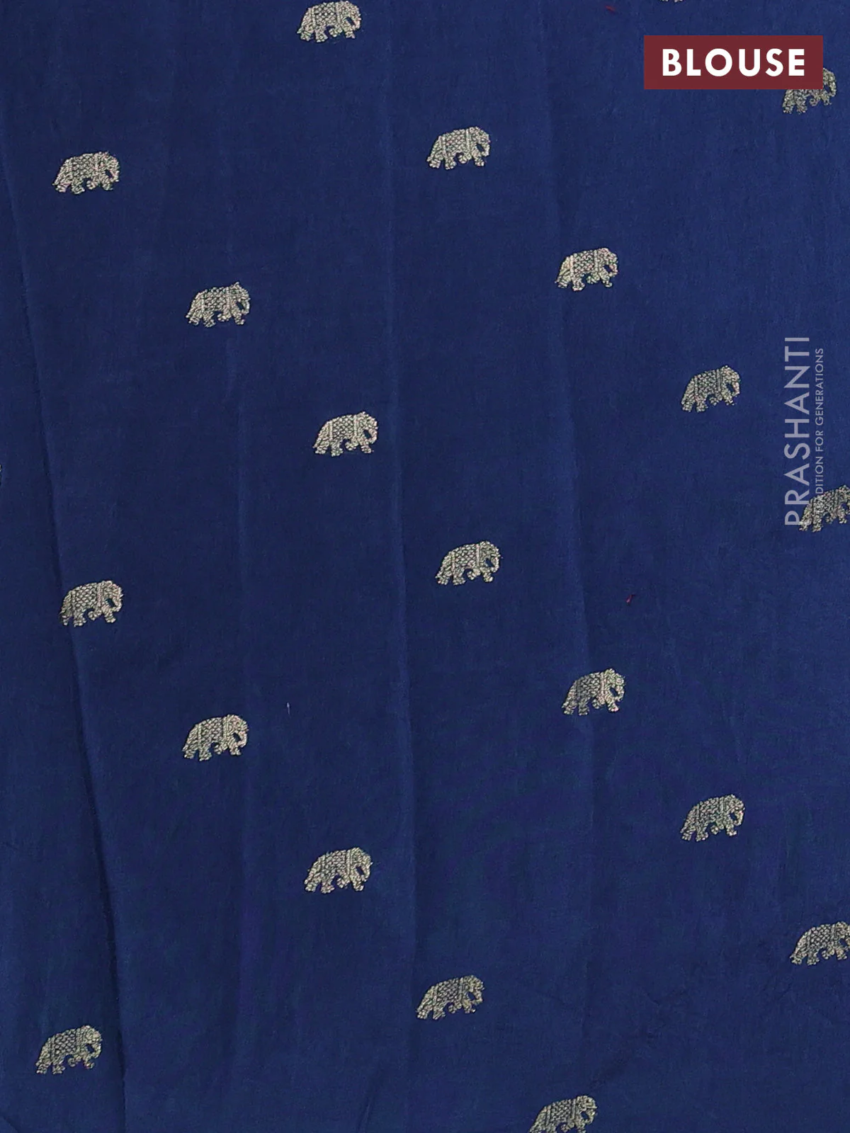 Semi crepe silk saree peacock blue with allover embroidery and elephant zari woven border - Image 3