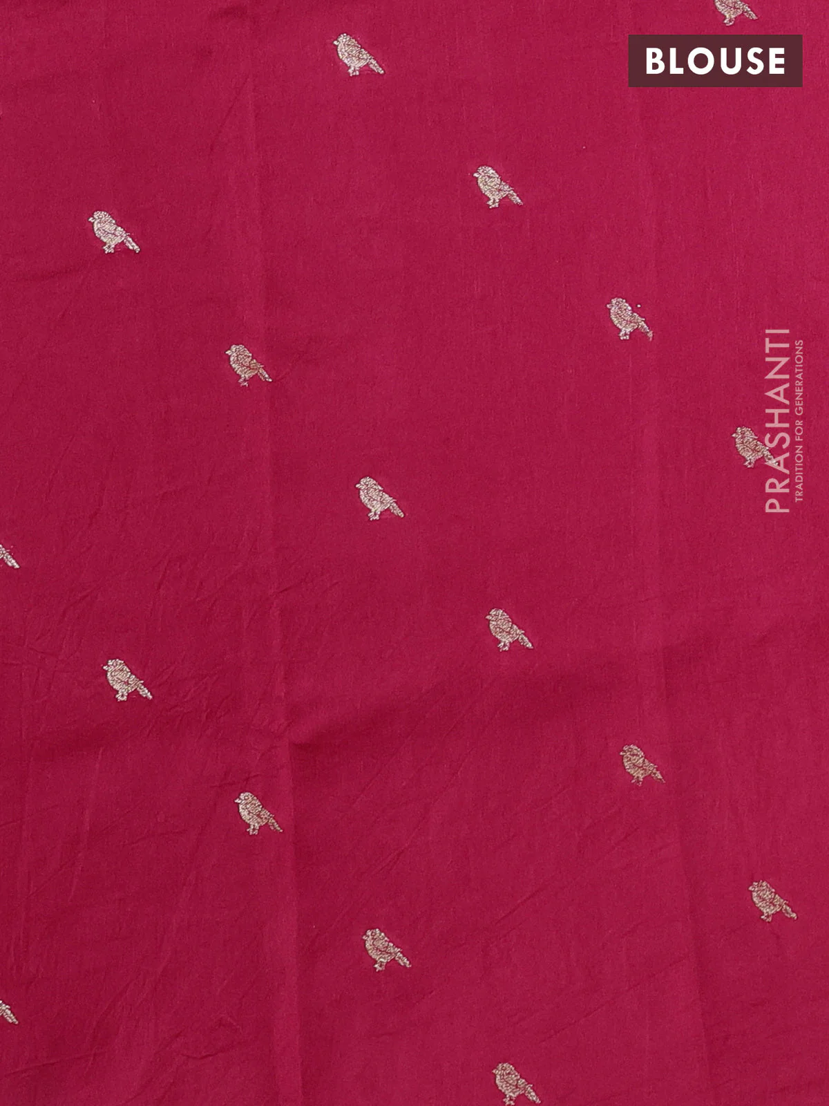 Semi crepe silk saree pink with allover convent embroidery and peacock zari woven border - Image 3
