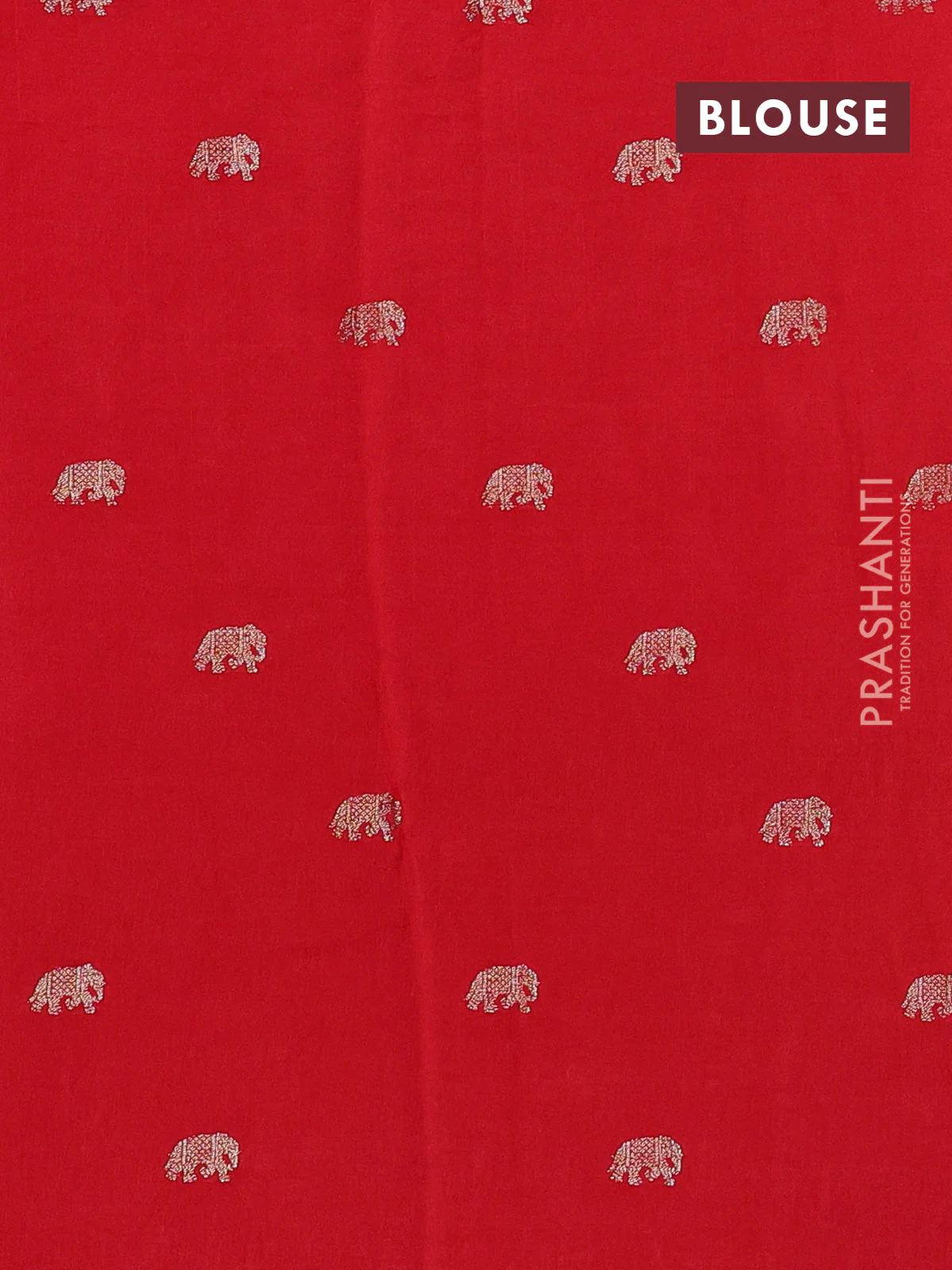 Semi crepe silk saree red with allover convent embroidery and elephant zari woven border - Image 3