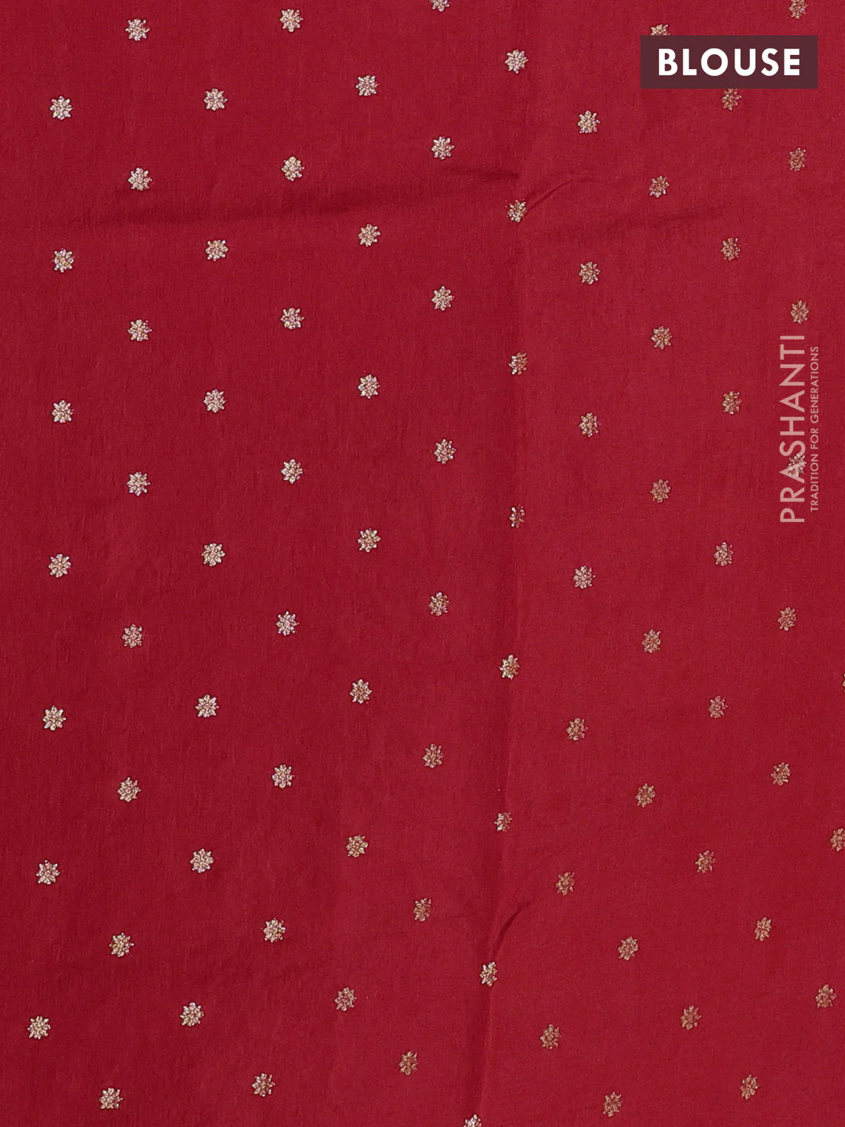 Semi crepe silk saree red with allover convent embroidery and temple zari woven border - Image 3
