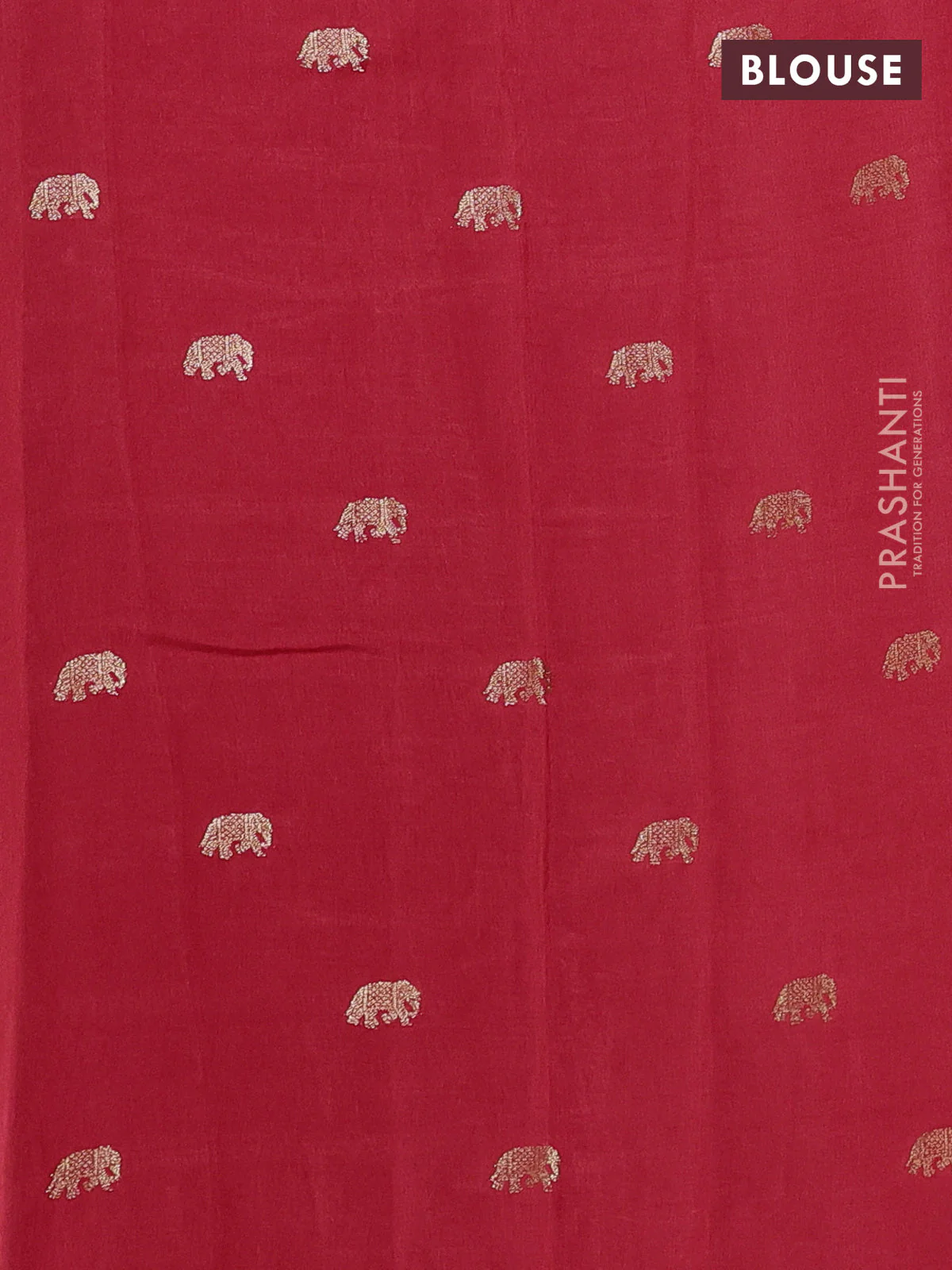 Semi crepe silk saree red with allover embroidery and elephant zari woven border - Image 3