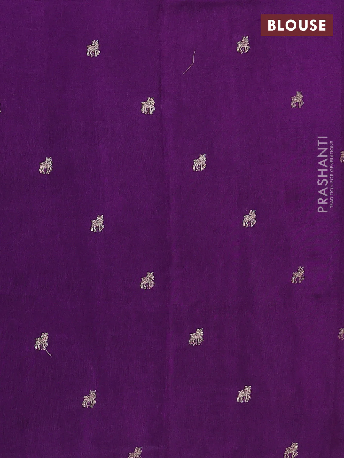 Semi crepe silk saree violet with allover convent embroidery and temple zari woven border - Image 3