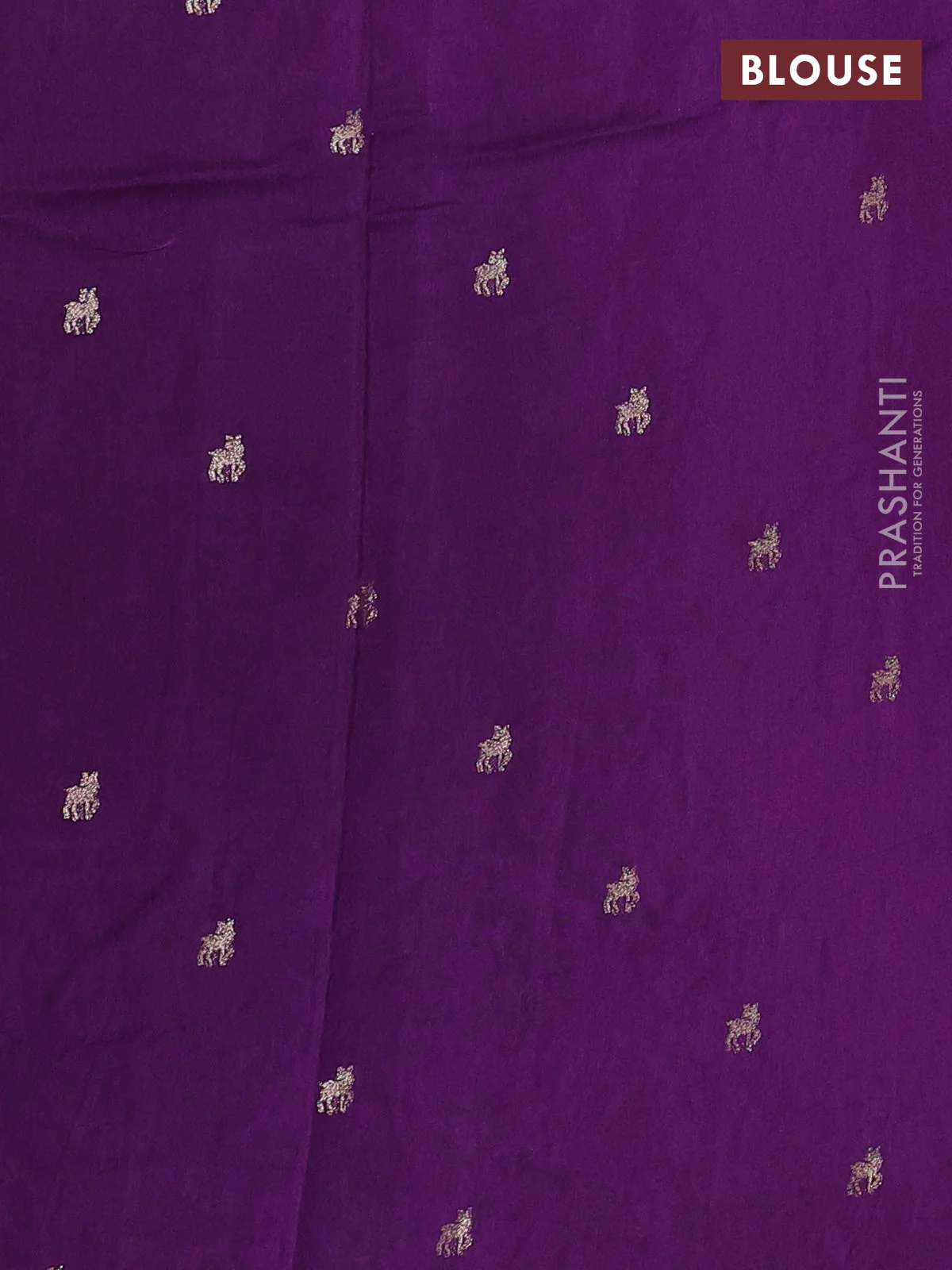 Semi crepe silk saree violet with allover convent embroidery and temple zari woven border - Image 3