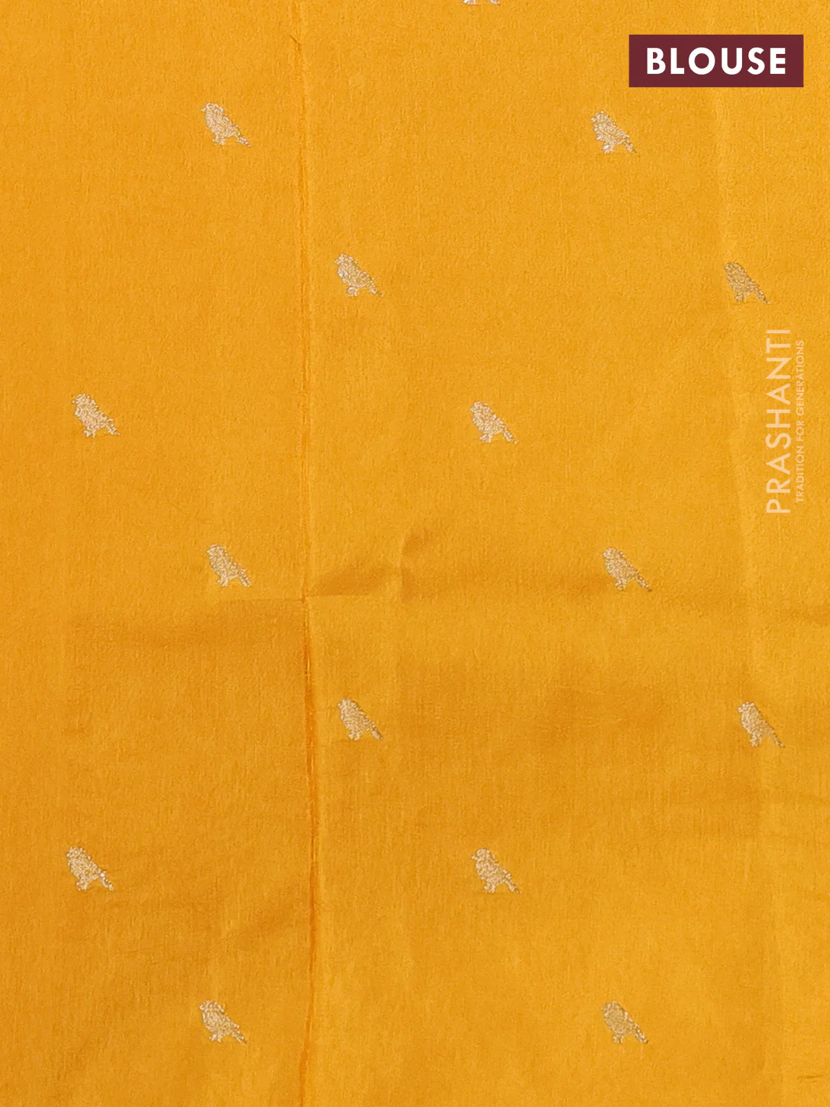 Semi crepe silk saree yellow with allover convent embroidery and peacock zari woven border - Image 3