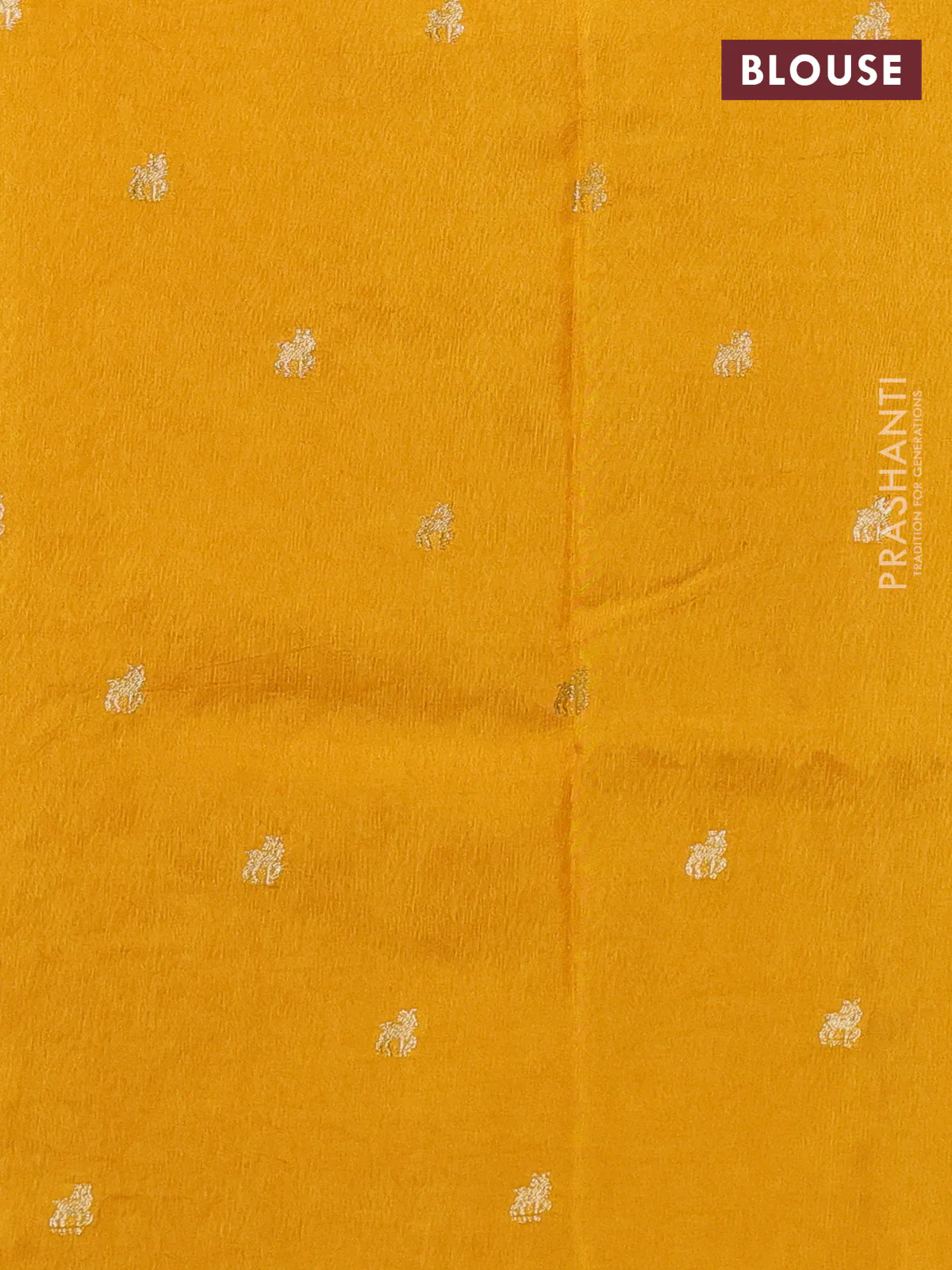 Semi crepe silk saree yellow with allover convent embroidery and temple zari woven border - Image 3