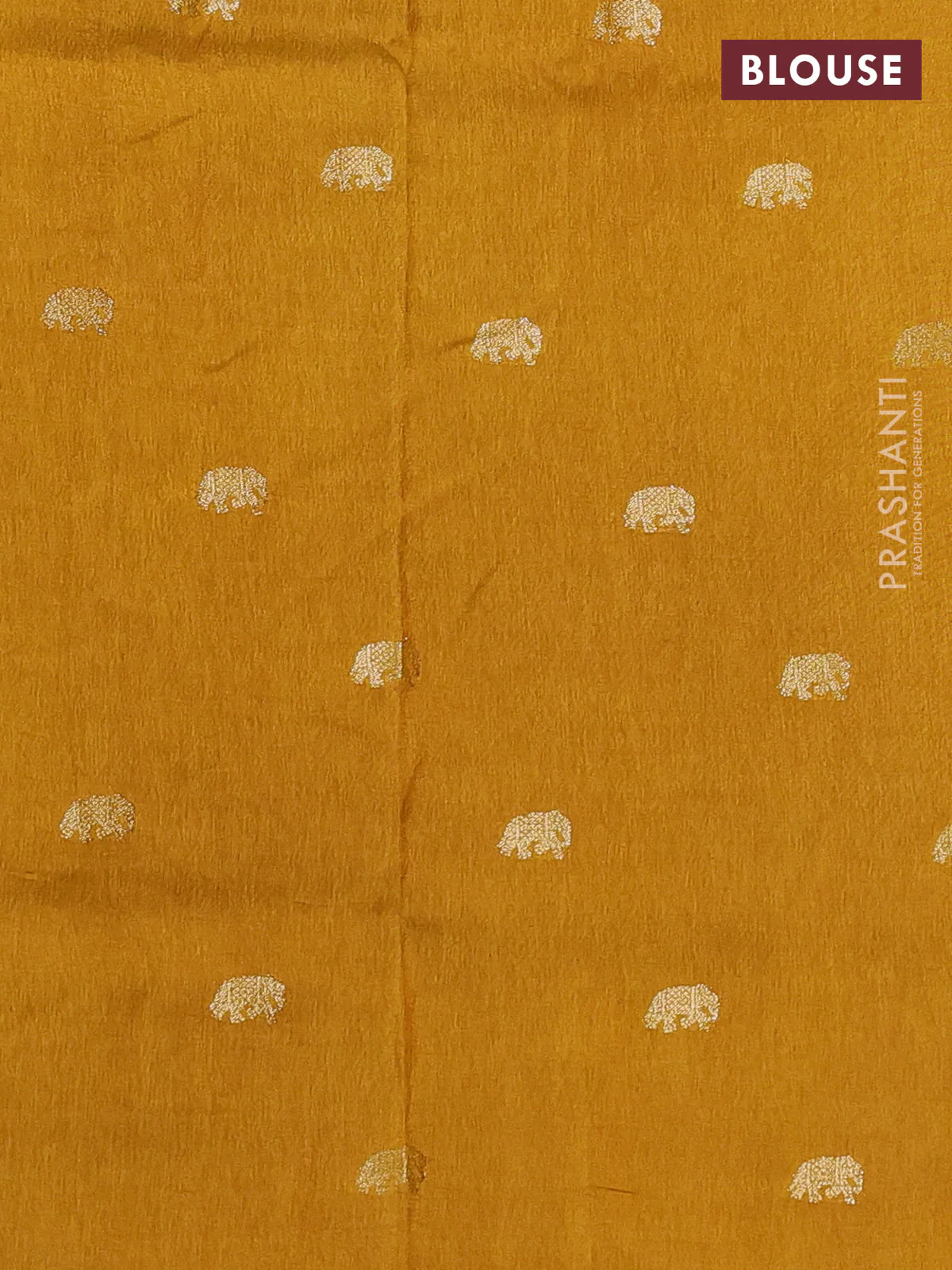 Semi crepe silk saree yellow with allover embroidery and elephant zari woven border - Image 3