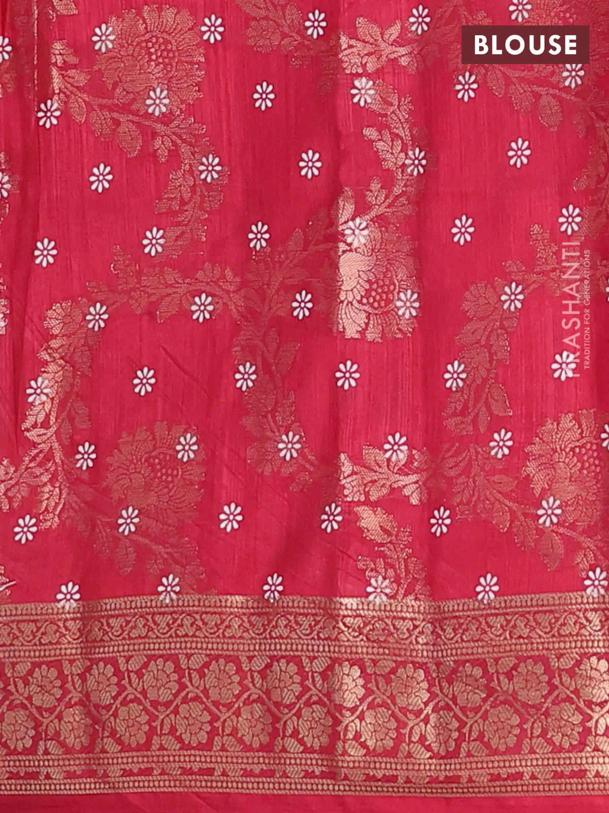 Semi dola saree maroon with allover zari weaves & floral prints and zari woven border - Image 4