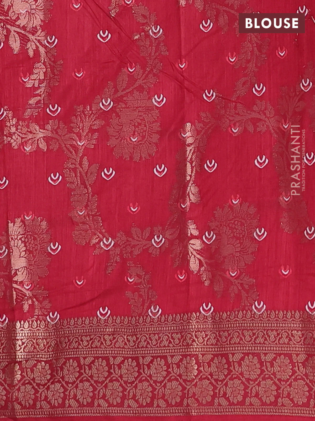 Semi dola saree maroon with allover zari weaves & floral prints and zari woven border - Image 4