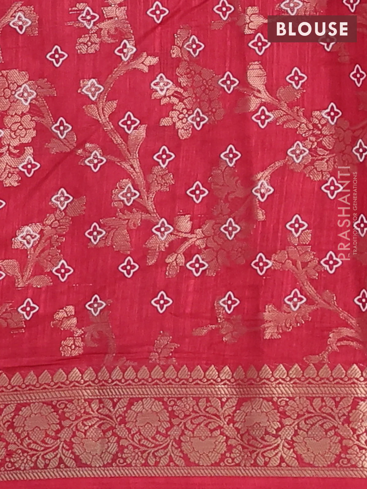 Semi dola saree maroon with allover zari weaves & floral prints and zari woven border - Image 4