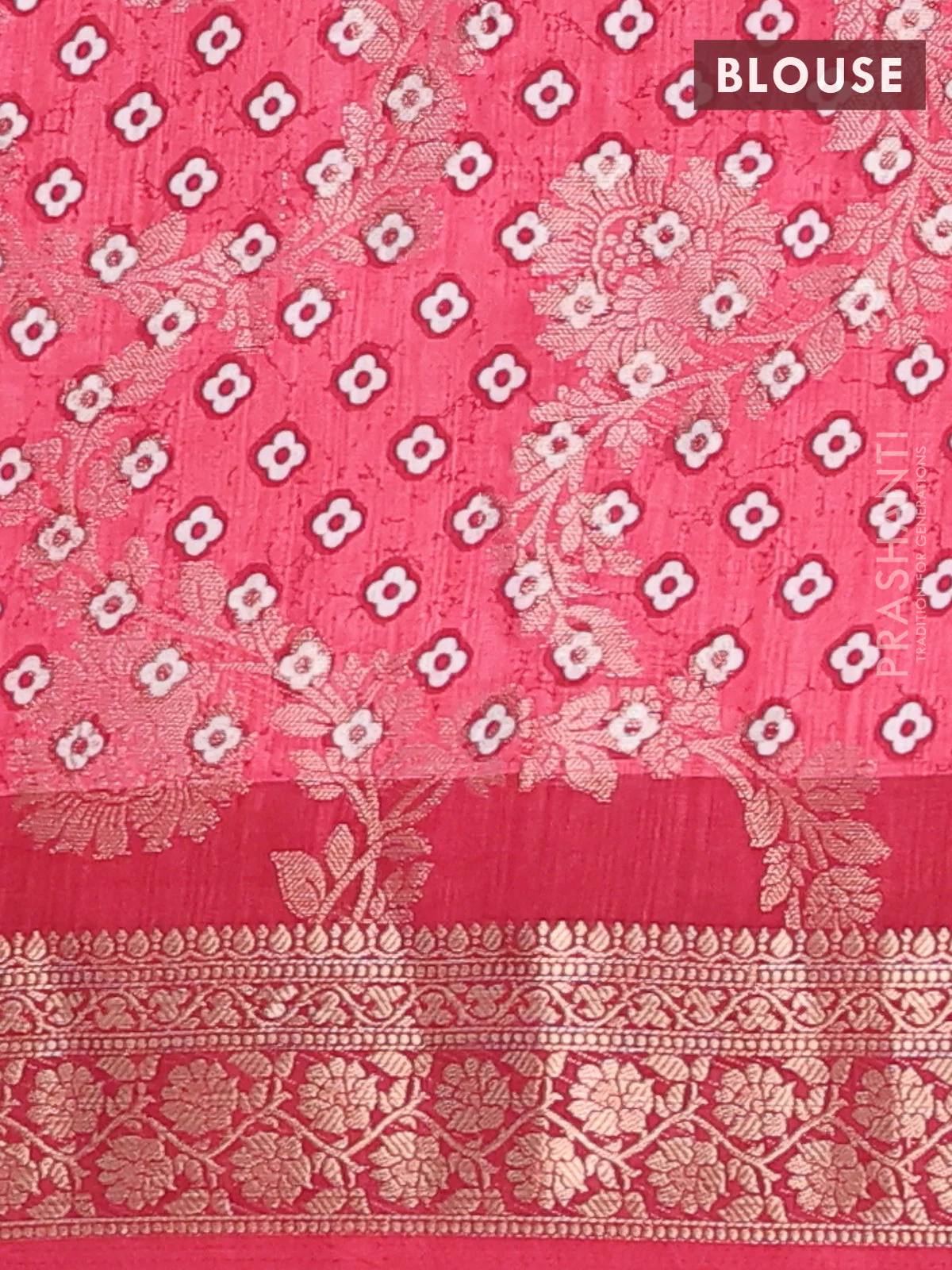 Semi dola saree maroon with allover zari weaves & floral prints and zari woven border - Image 4