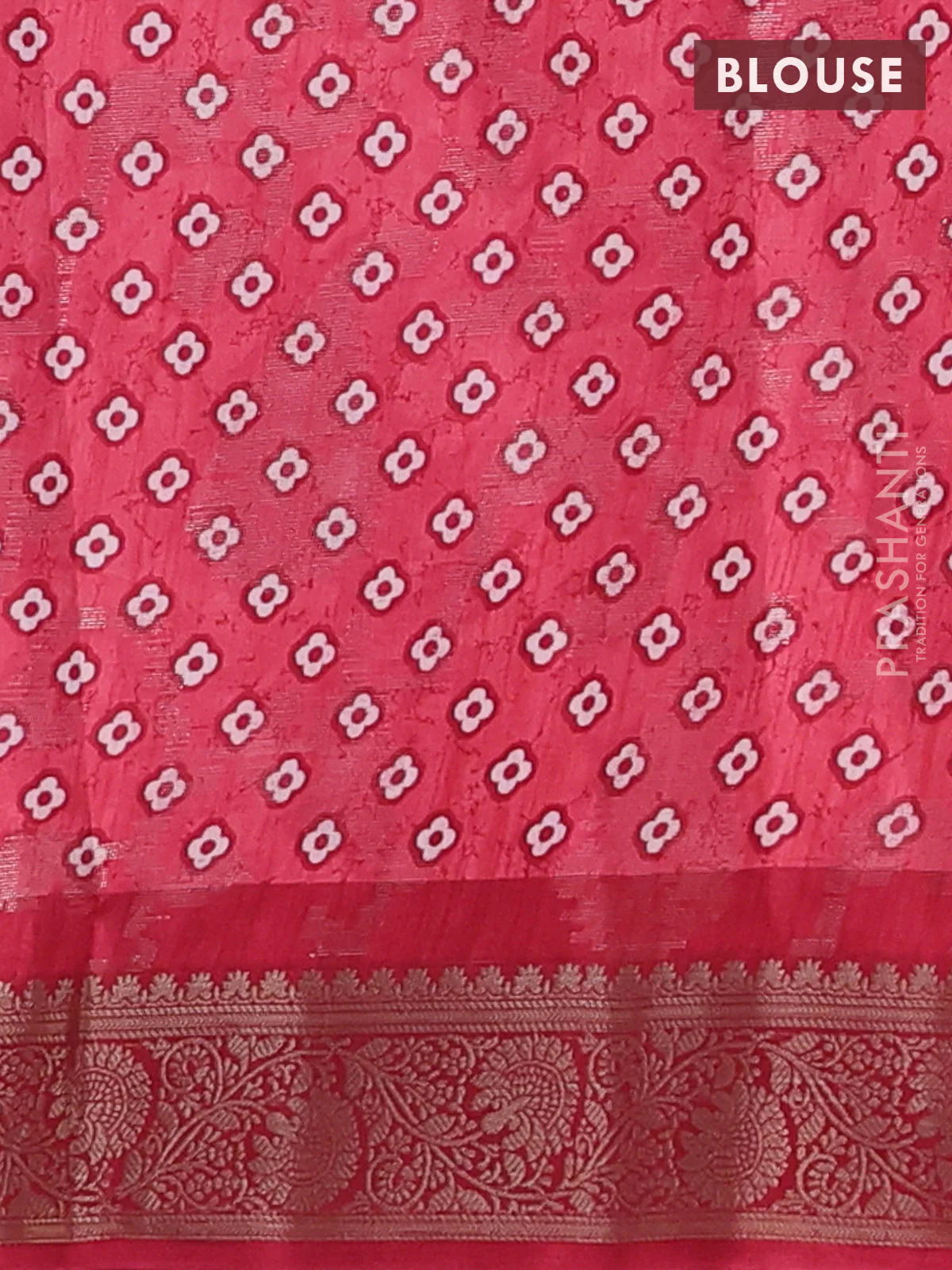 Semi dola saree maroon with allover zari weaves & floral prints and zari woven border - Image 4