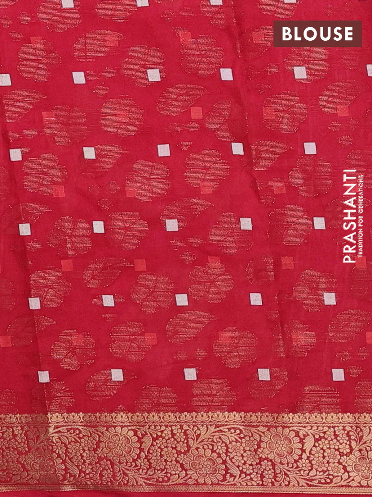 Semi dola saree maroon with floral prints & zari weaves and zari woven border - Image 4