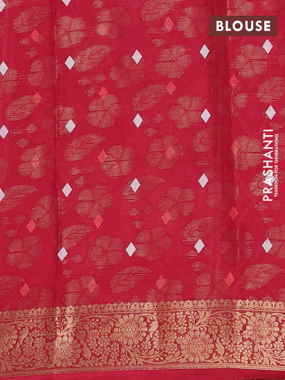 Semi dola saree maroon with floral prints & zari weaves and zari woven border - Image 4