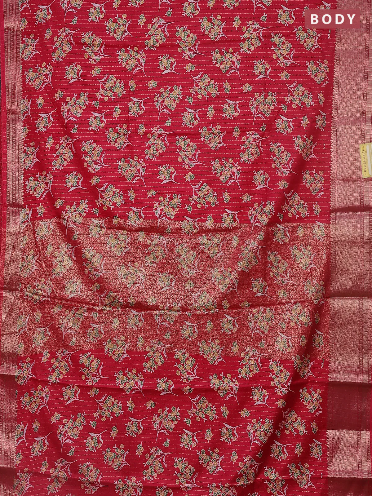 Semi dola saree pink with allover zari weaves & butta prints and zari woven border - Image 2