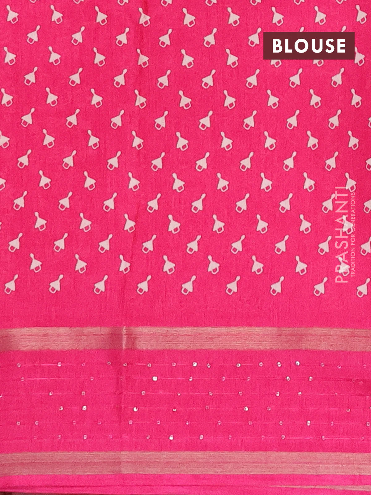 Semi dola saree pink with warli prints and zari woven sequin work border - Image 4