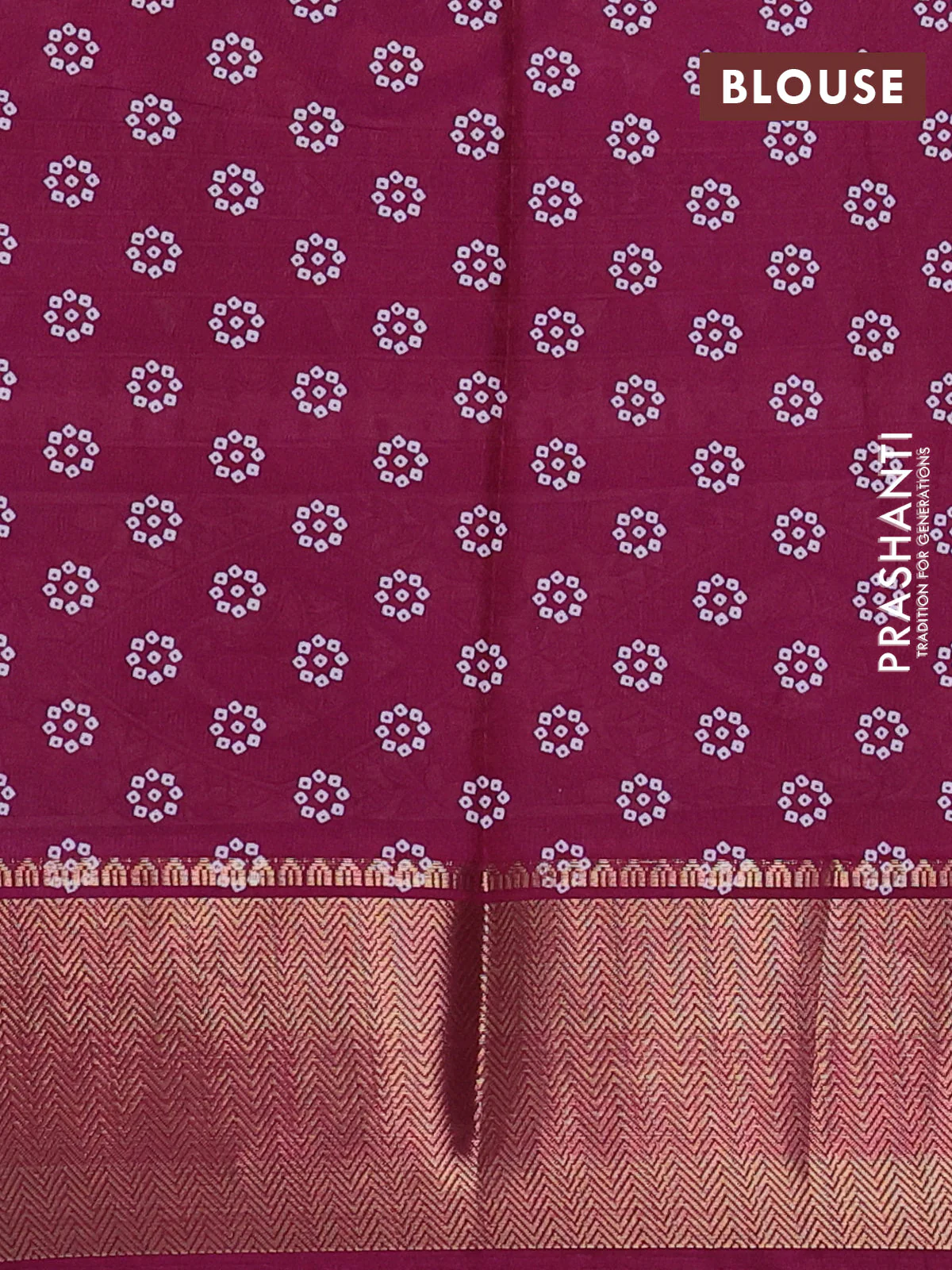 Semi dola saree teal blue shade and dark magenta pink with allover bandhani prints and long printed zari woven border - Image 3