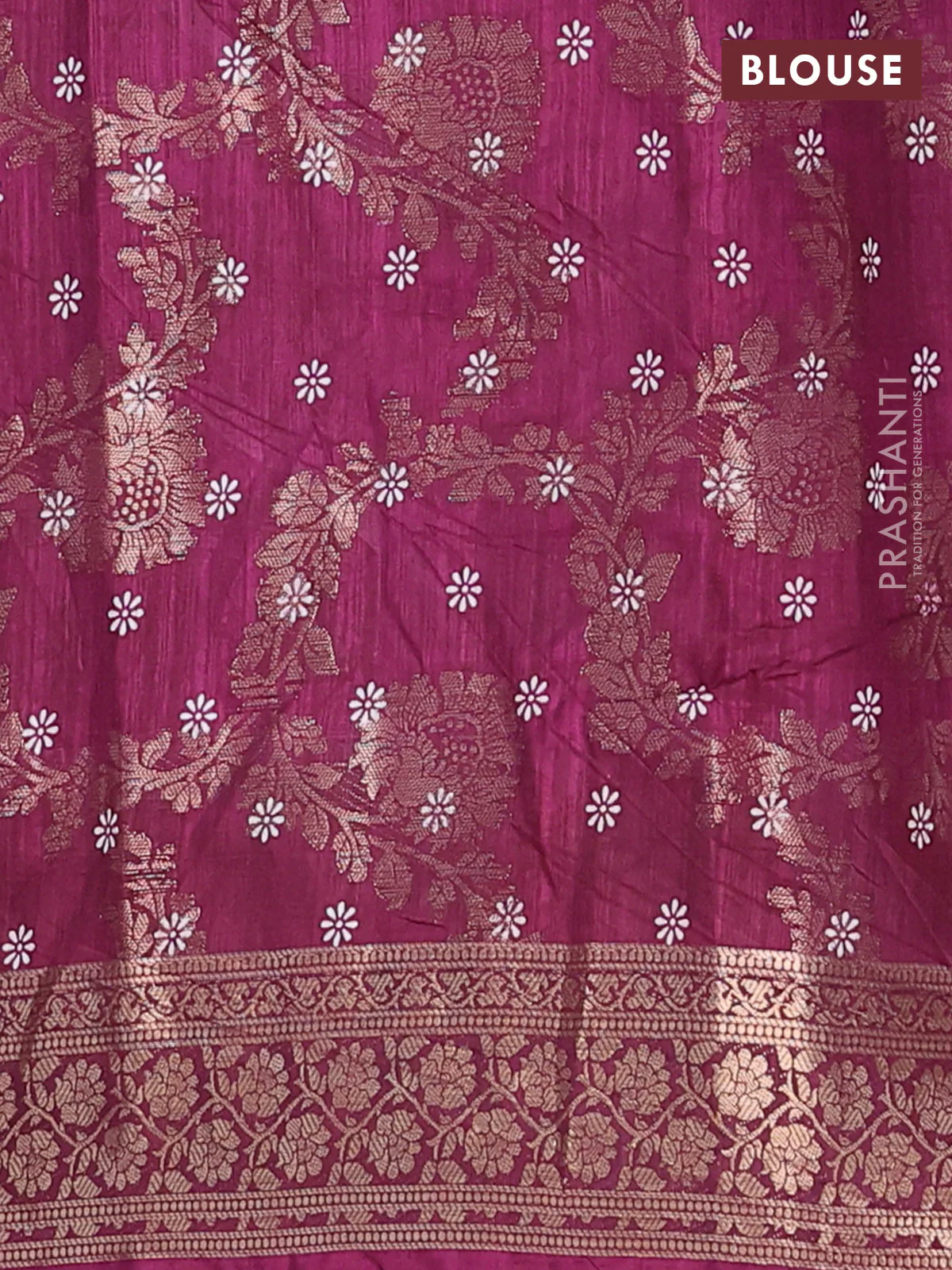 Semi dola saree wine shade with allover zari weaves & floral prints and zari woven border - Image 4