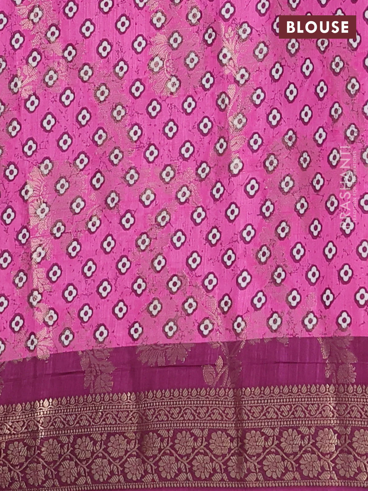 Semi dola saree wine shade with allover zari weaves & floral prints and zari woven border - Image 4