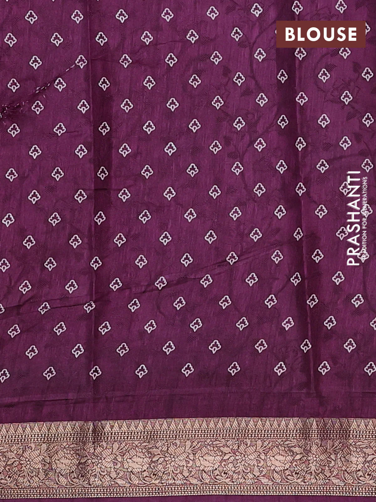 Semi dola saree wine shade with floral prints & self emboss and zari woven border - Image 4