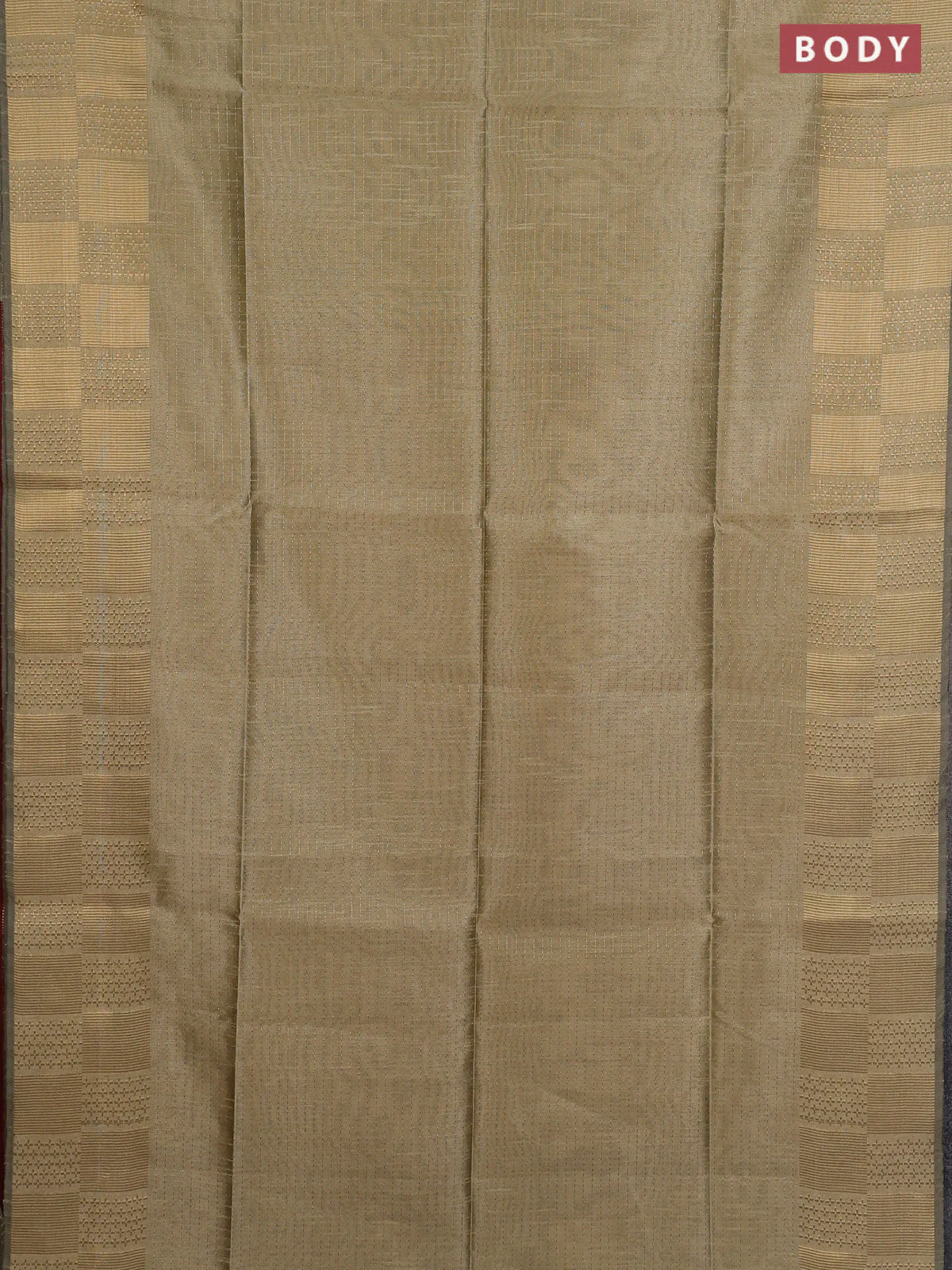 Semi dupion saree beige and maroon with allover zari stripes pattern and zari woven border - Image 2