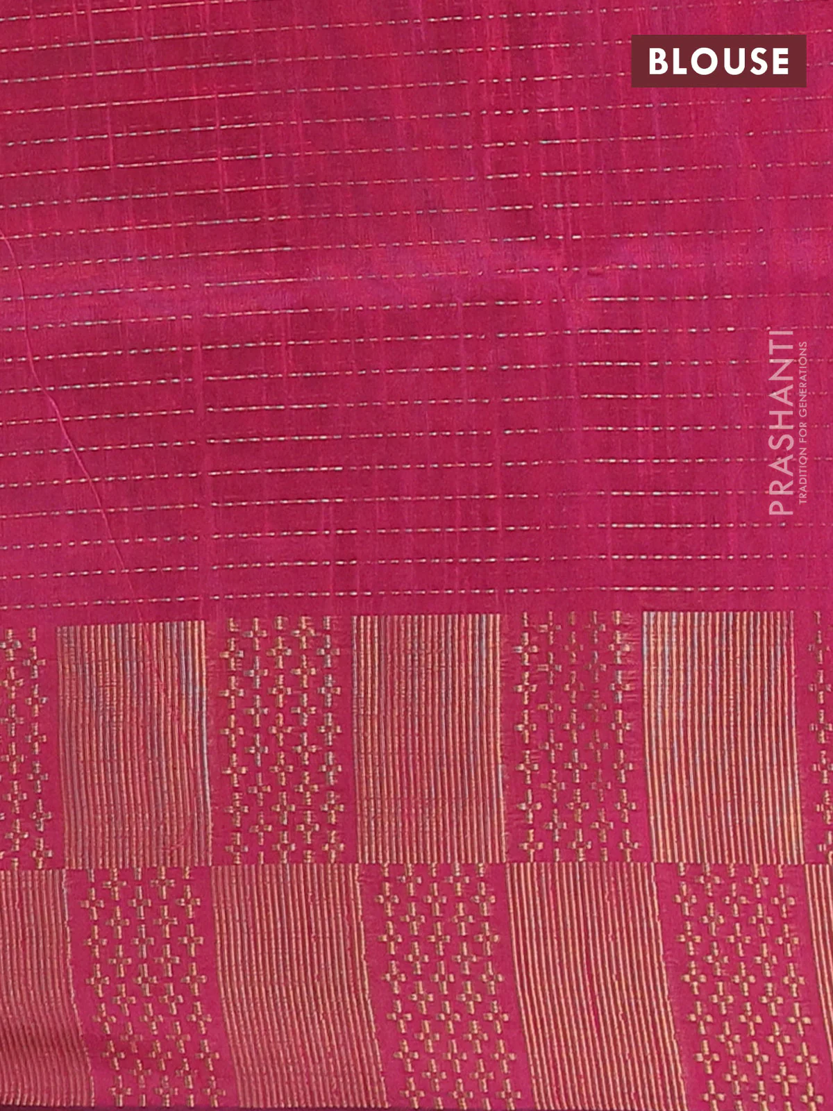 Semi dupion saree beige and pink with allover zari stripes pattern and zari woven border - Image 4