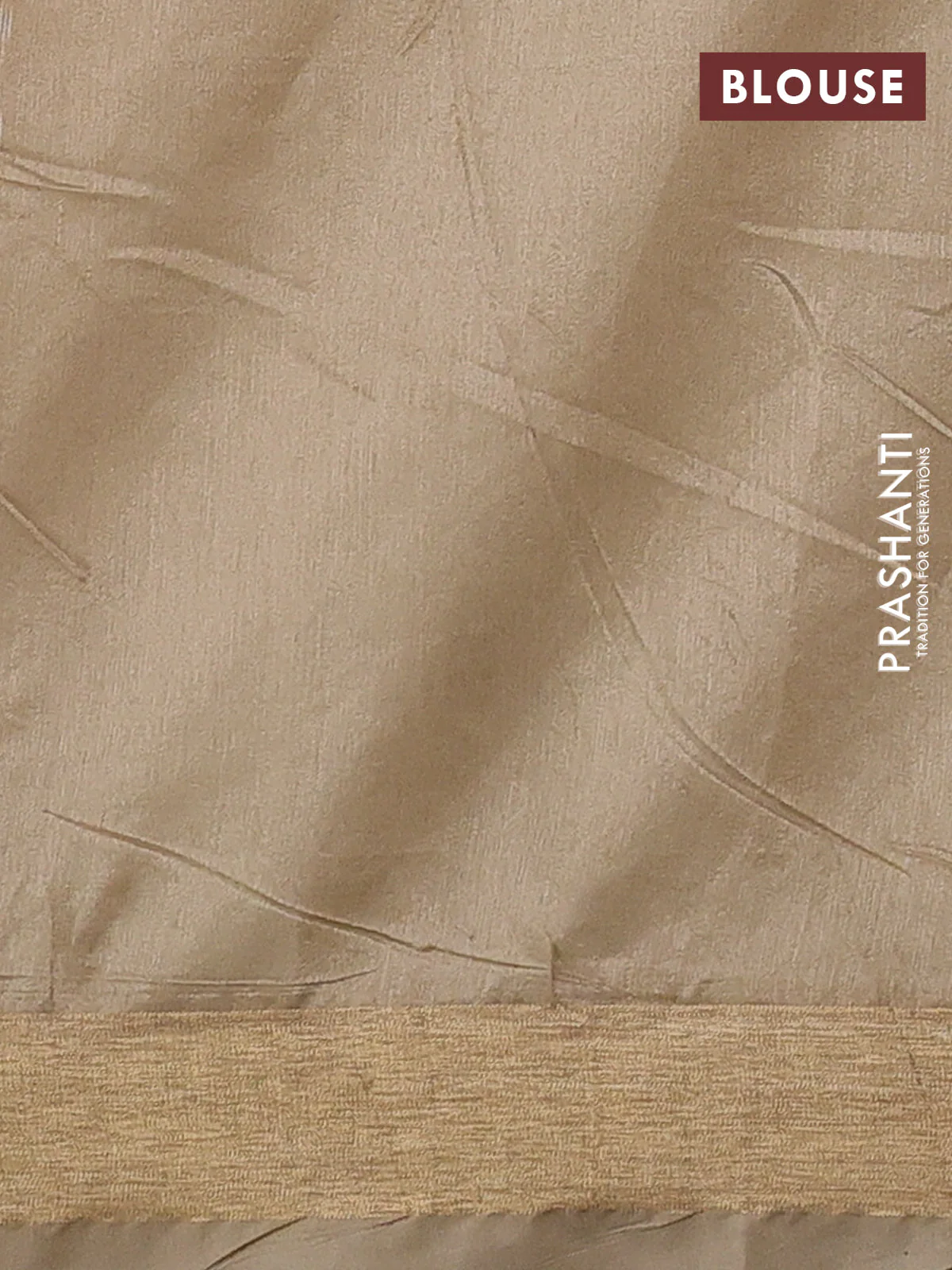 Semi dupion saree beige with allover thread weaves and parsi embroidery work zari woven border - Image 3